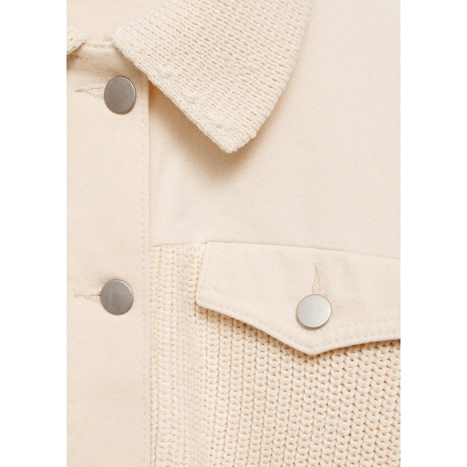 Blouson Combiné Tricot - Ecru - Image 5