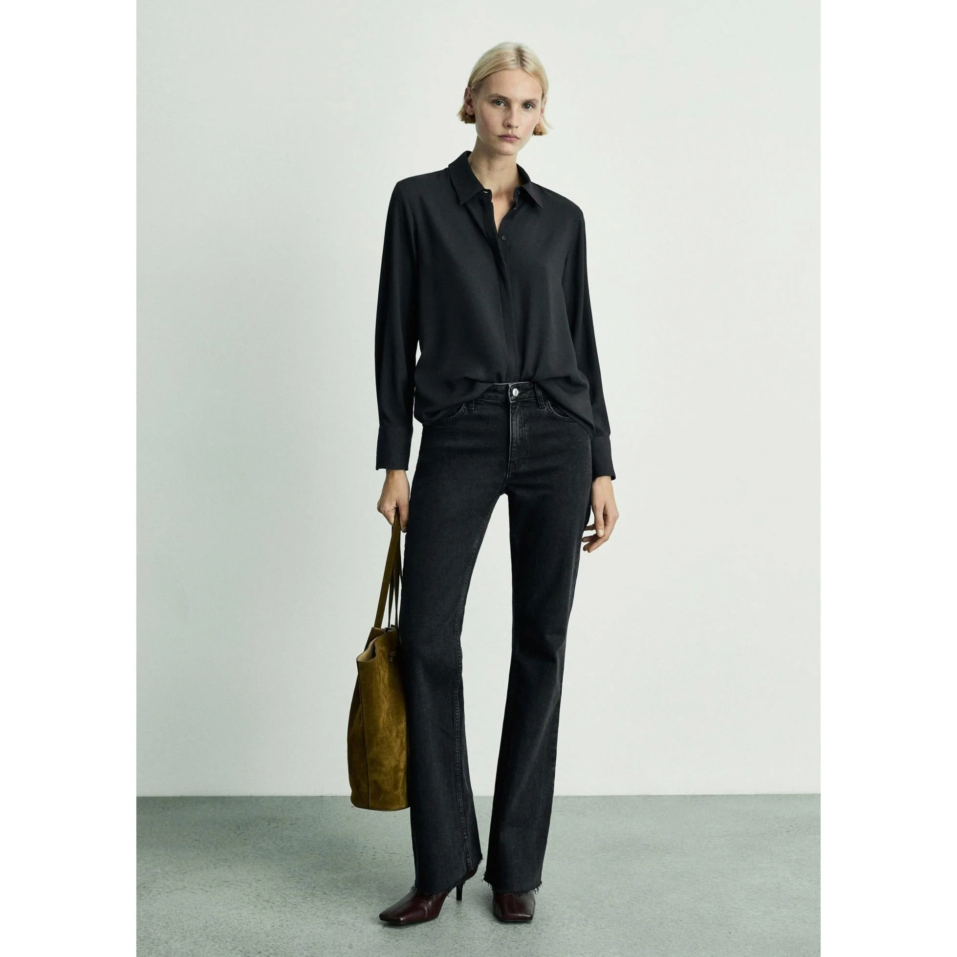Jeans Flare Taille Normale - Black Denim - Image 11
