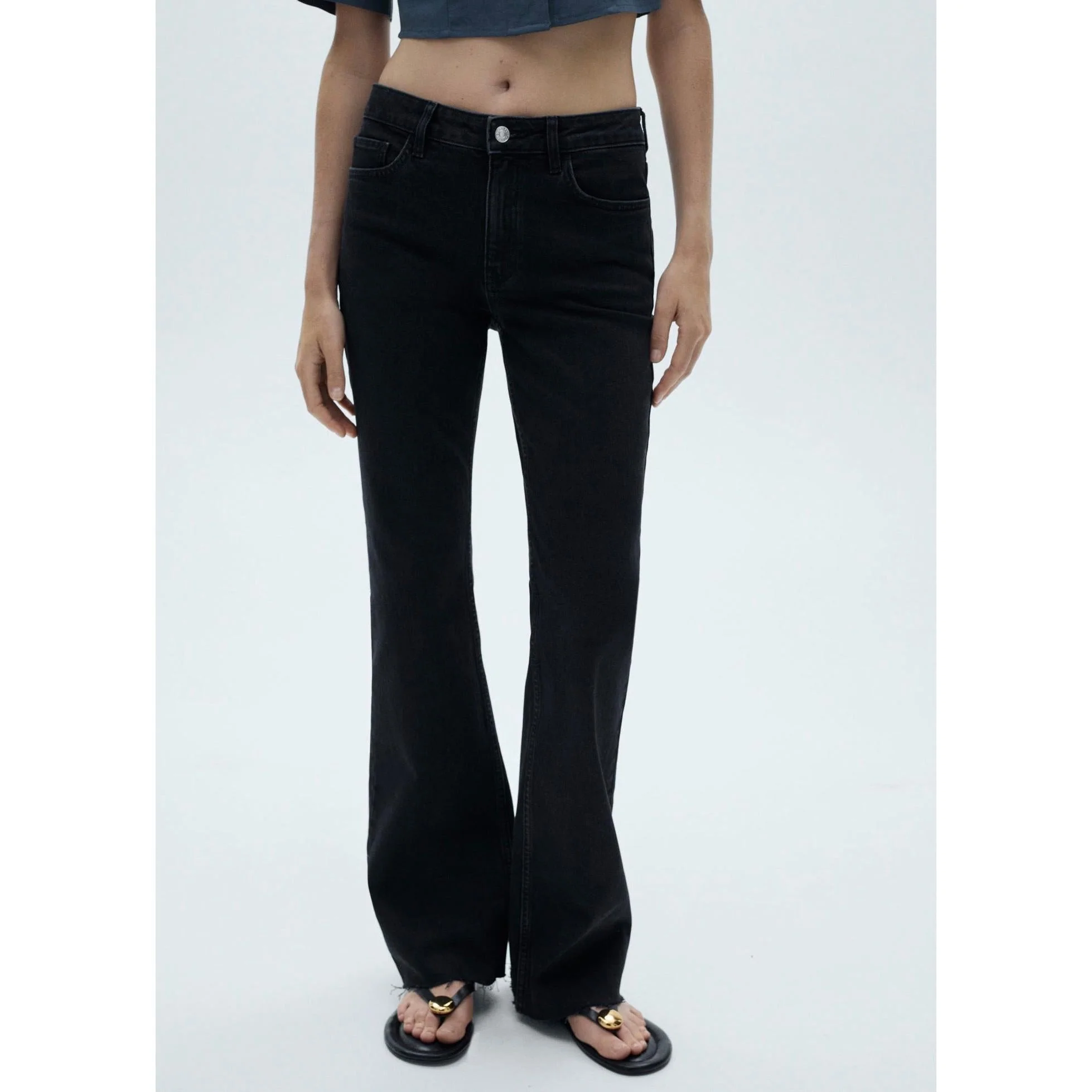 Jeans Flare Taille Normale - Black Denim - Image 8
