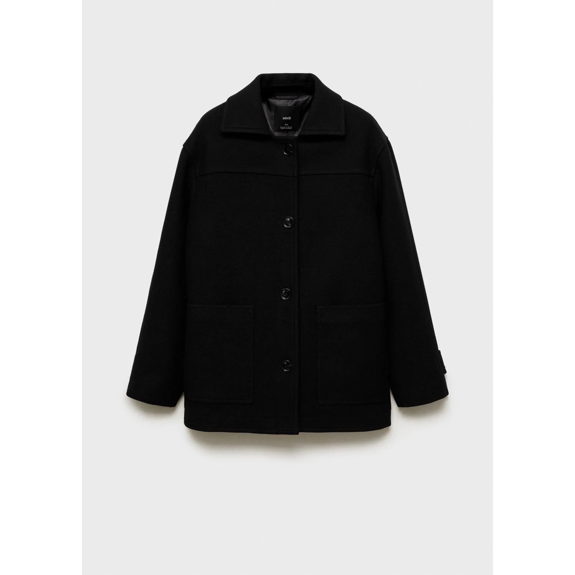 Manteau Midi Laine Boutons - Black - Image 2