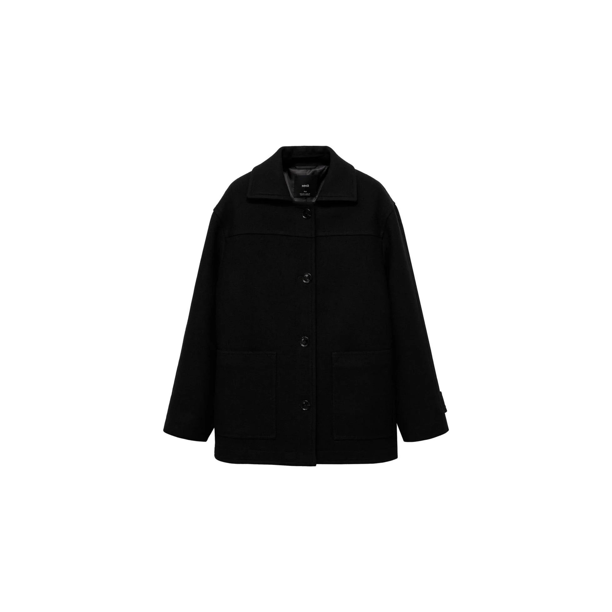 Manteau Midi Laine Boutons - Black - Image 3