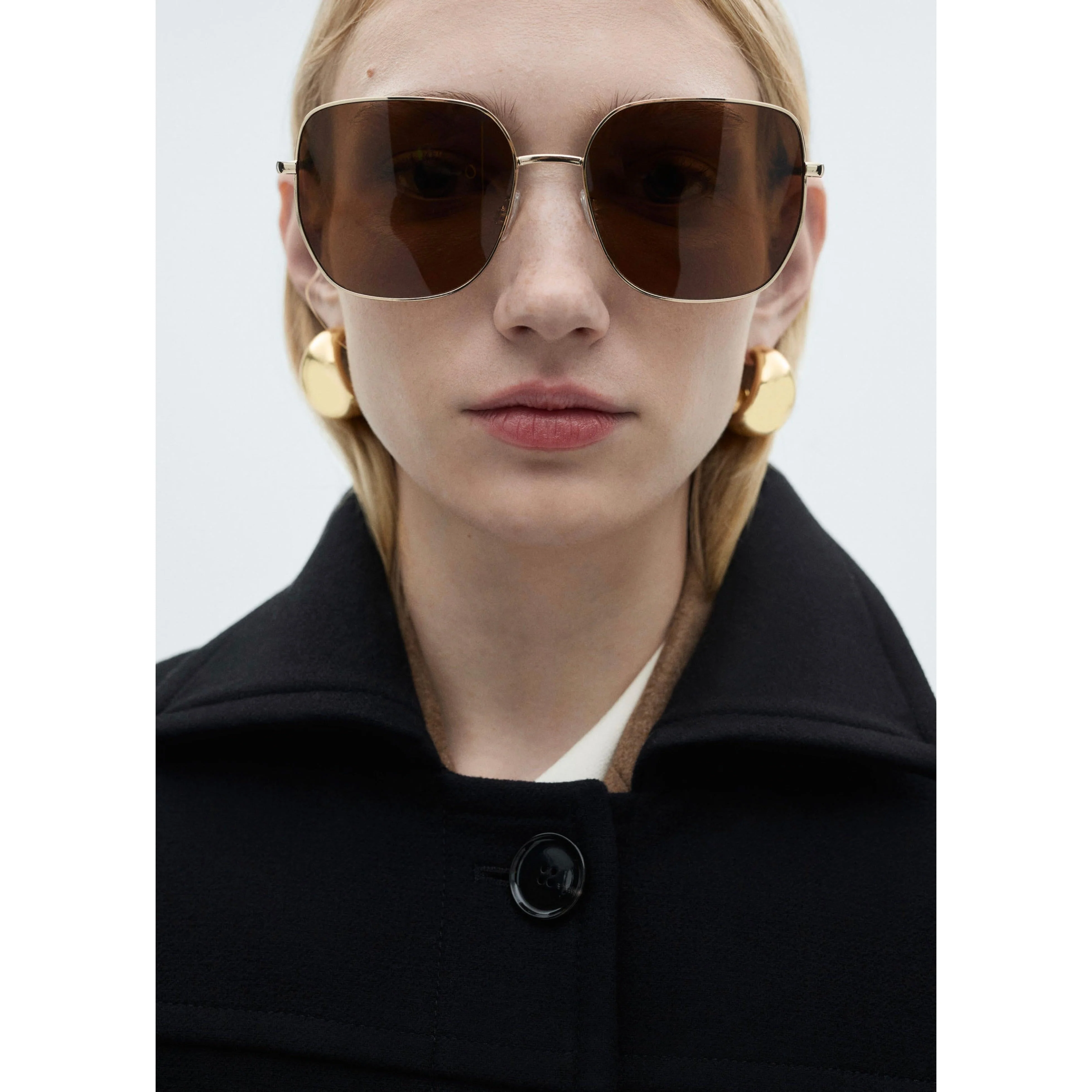 Manteau Midi Laine Boutons - Black - Image 4