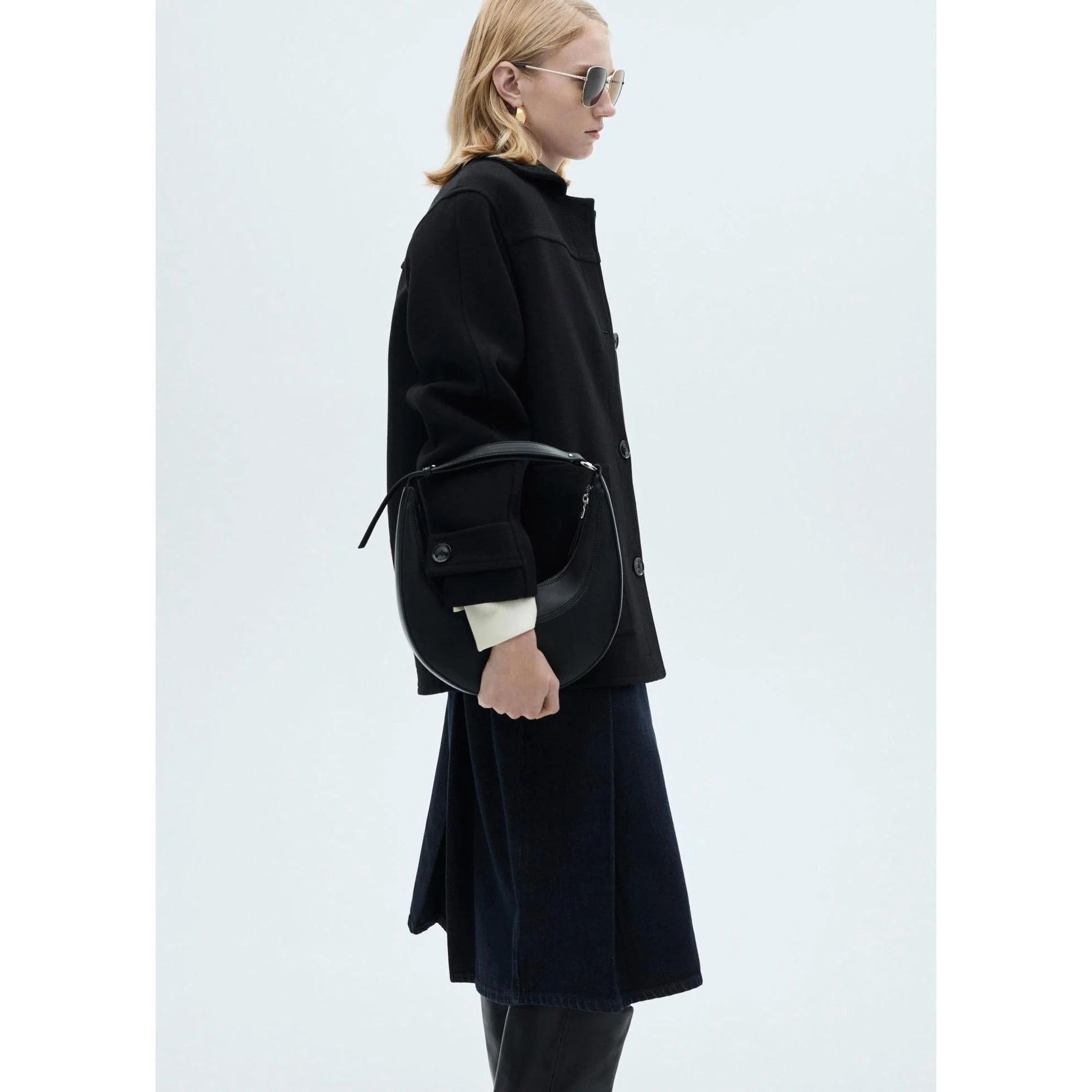 Manteau Midi Laine Boutons - Black - Image 5
