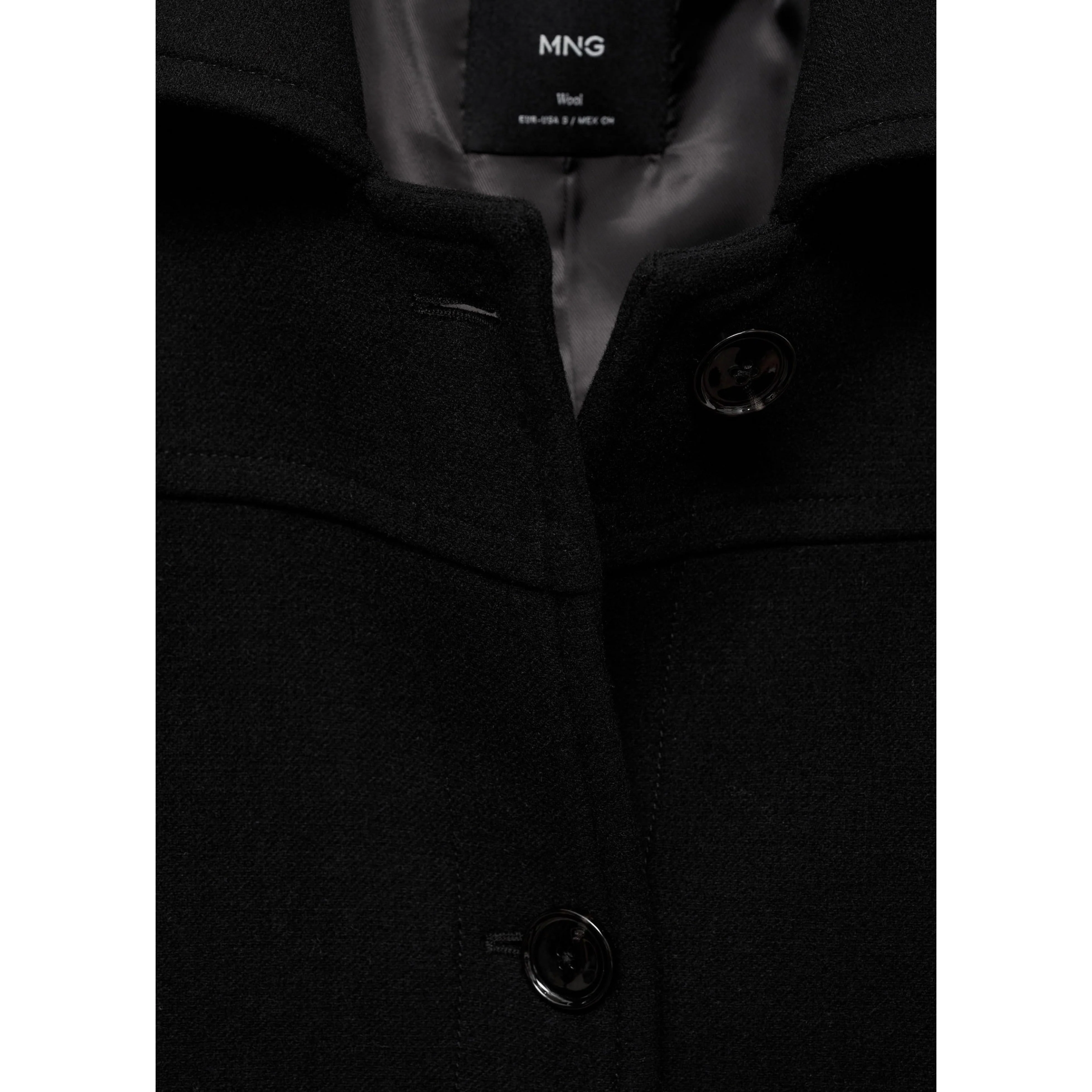 Manteau Midi Laine Boutons - Black - Image 7