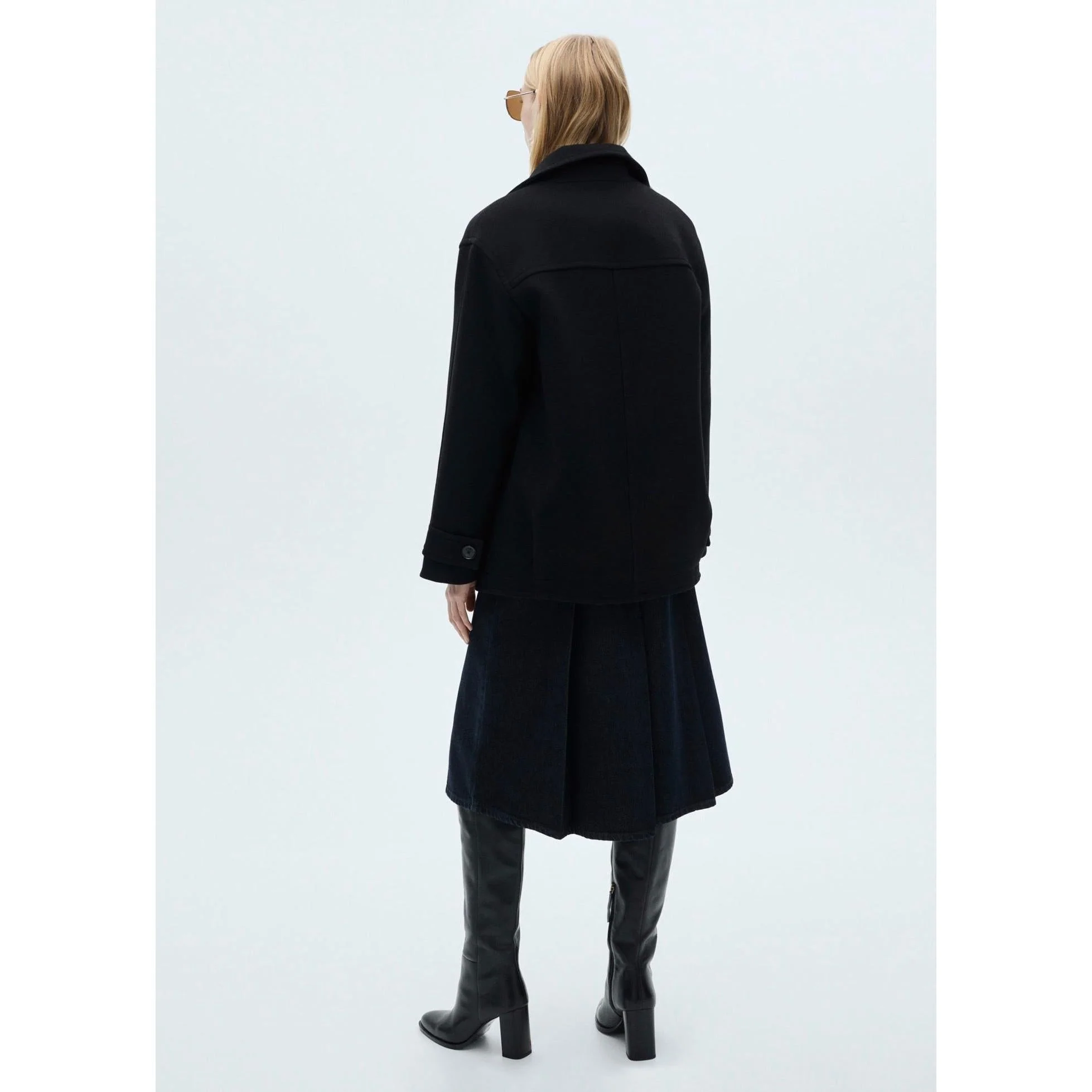 Manteau Midi Laine Boutons - Black - Image 8