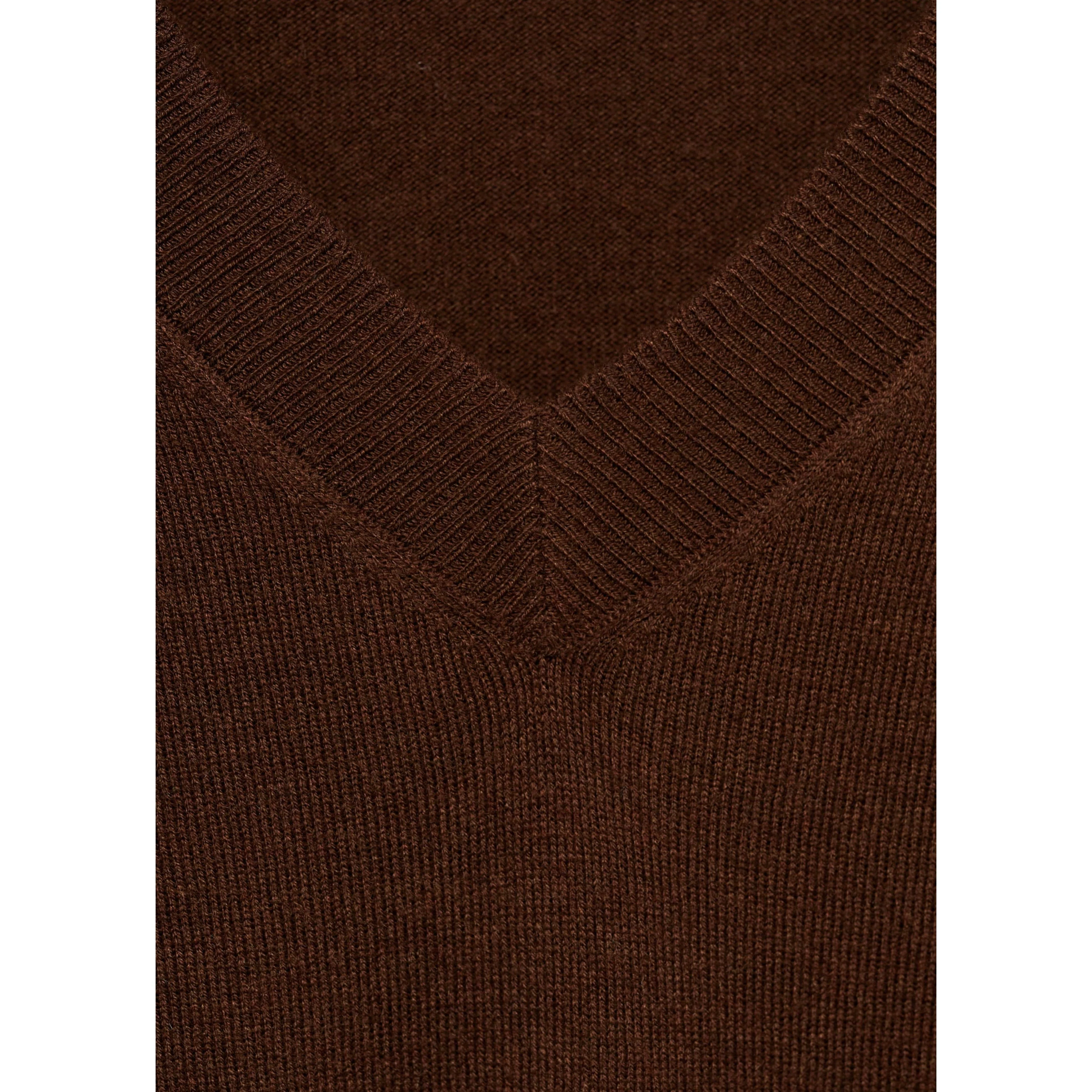 Pull-Over Maille Col En V - Chocolate - Image 8