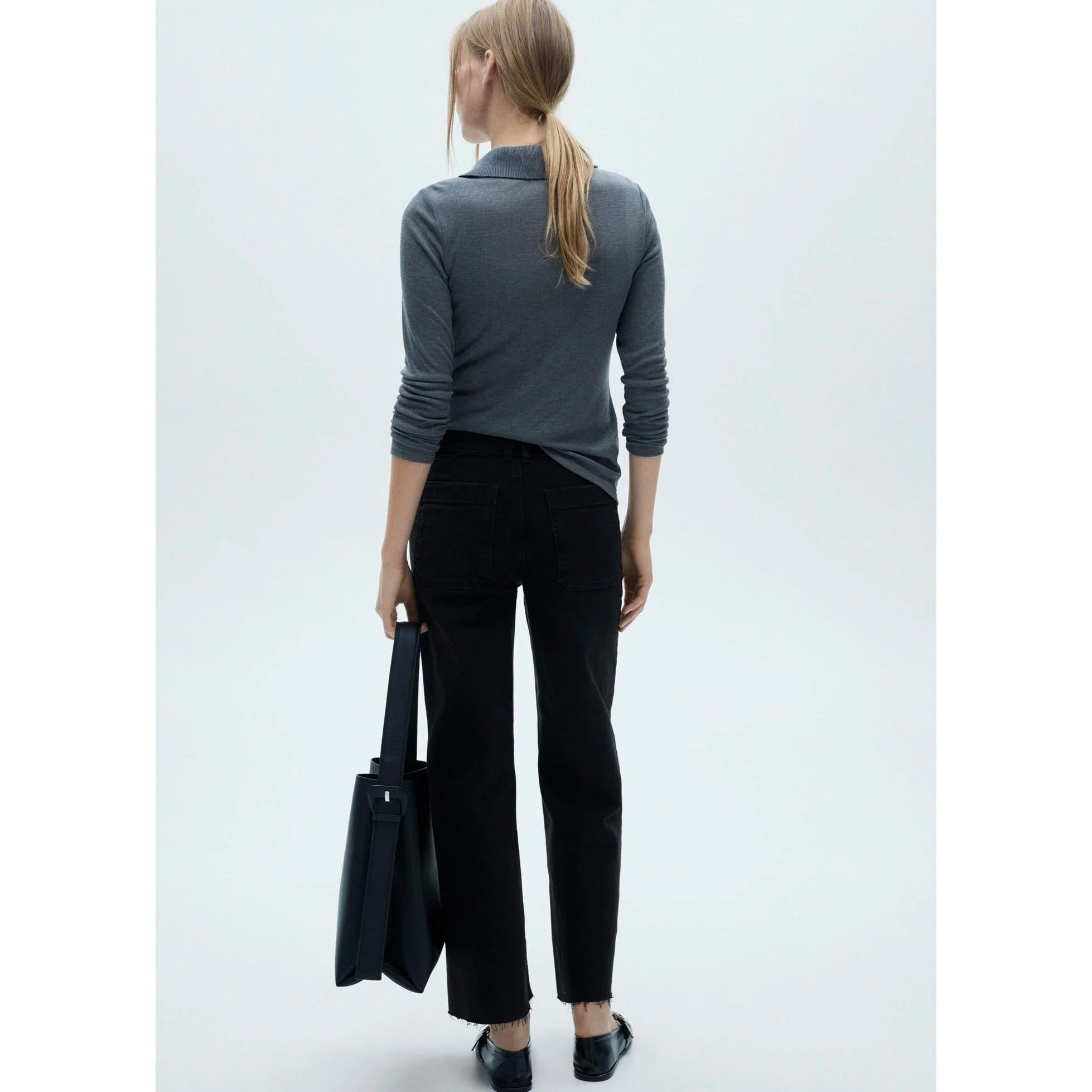 Jean Style Jupe-Culotte Catherin Taille Haute - Black Denim - Image 10