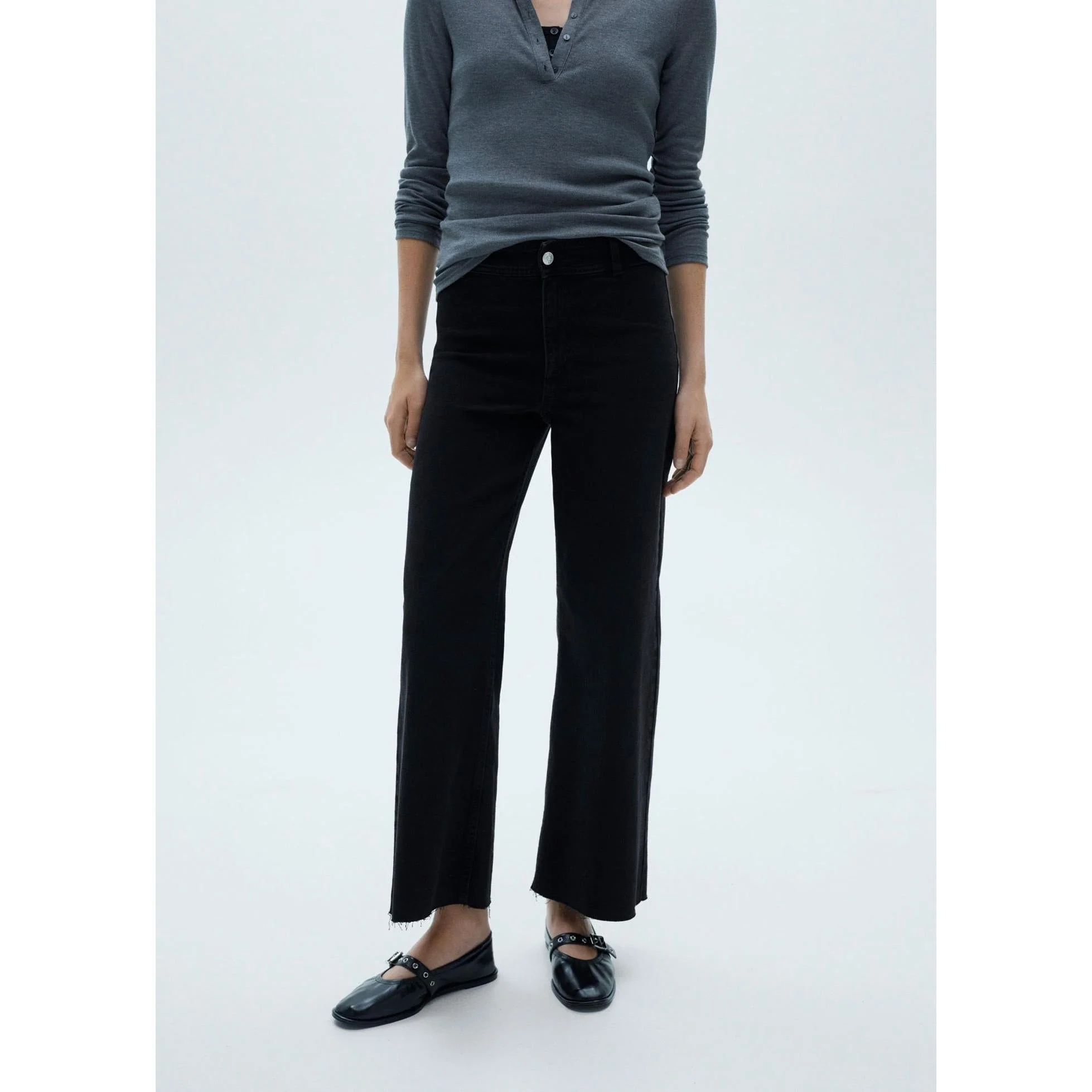 Jean Style Jupe-Culotte Catherin Taille Haute - Black Denim - Image 8