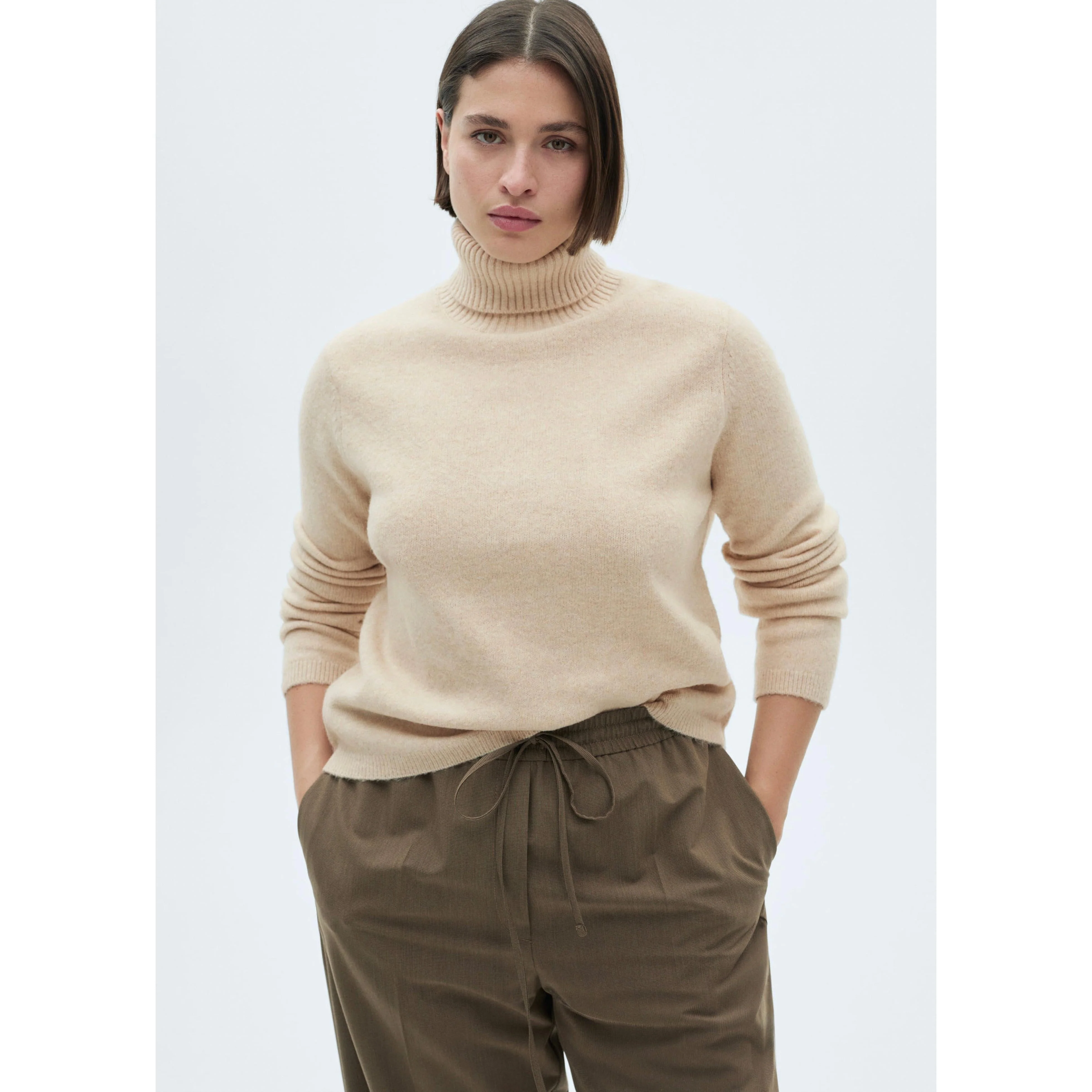 Pull-Over À Col Roulé - Ecru - Image 7