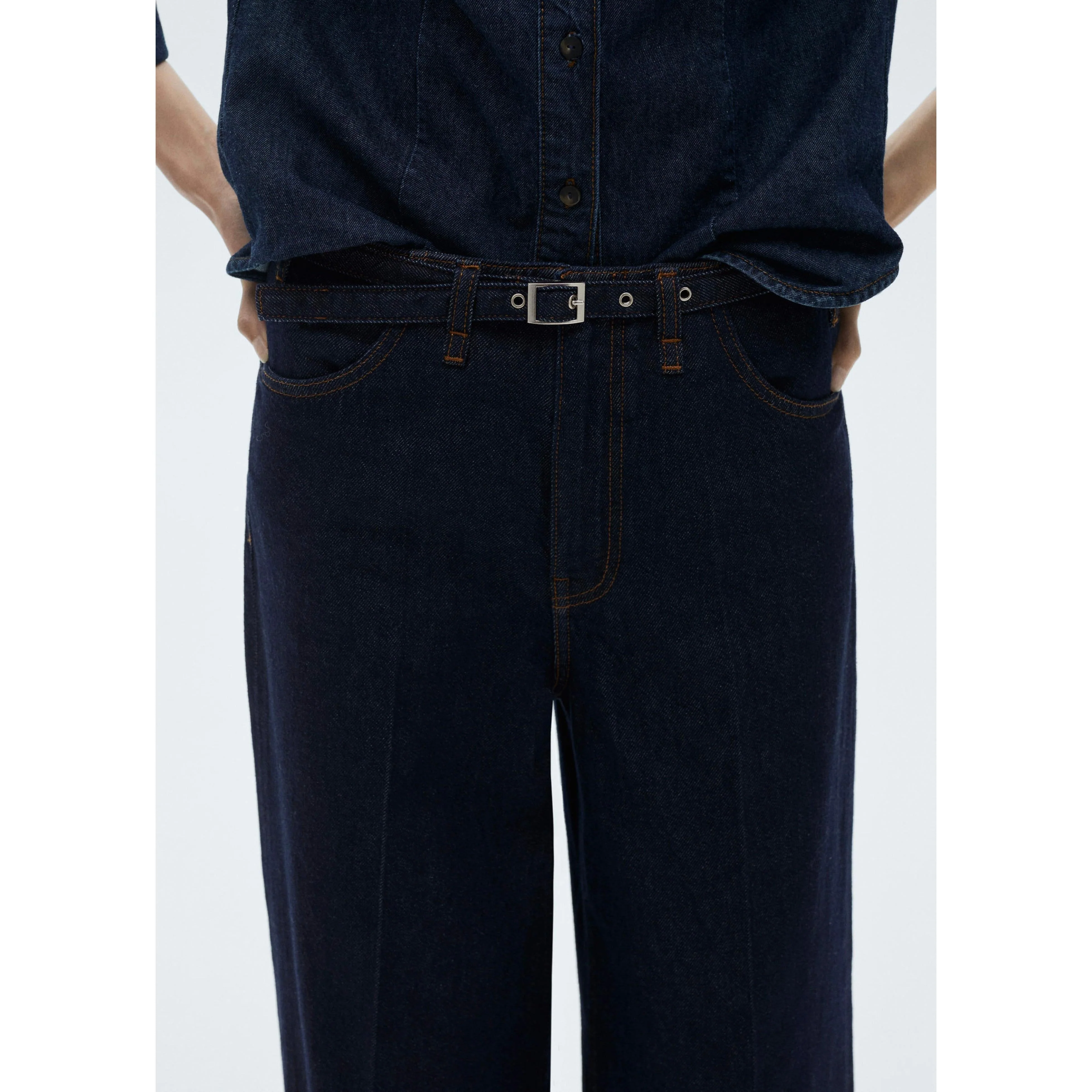 Jean Wideleg Rinse Wash Ceinture - Open Blue - Image 6