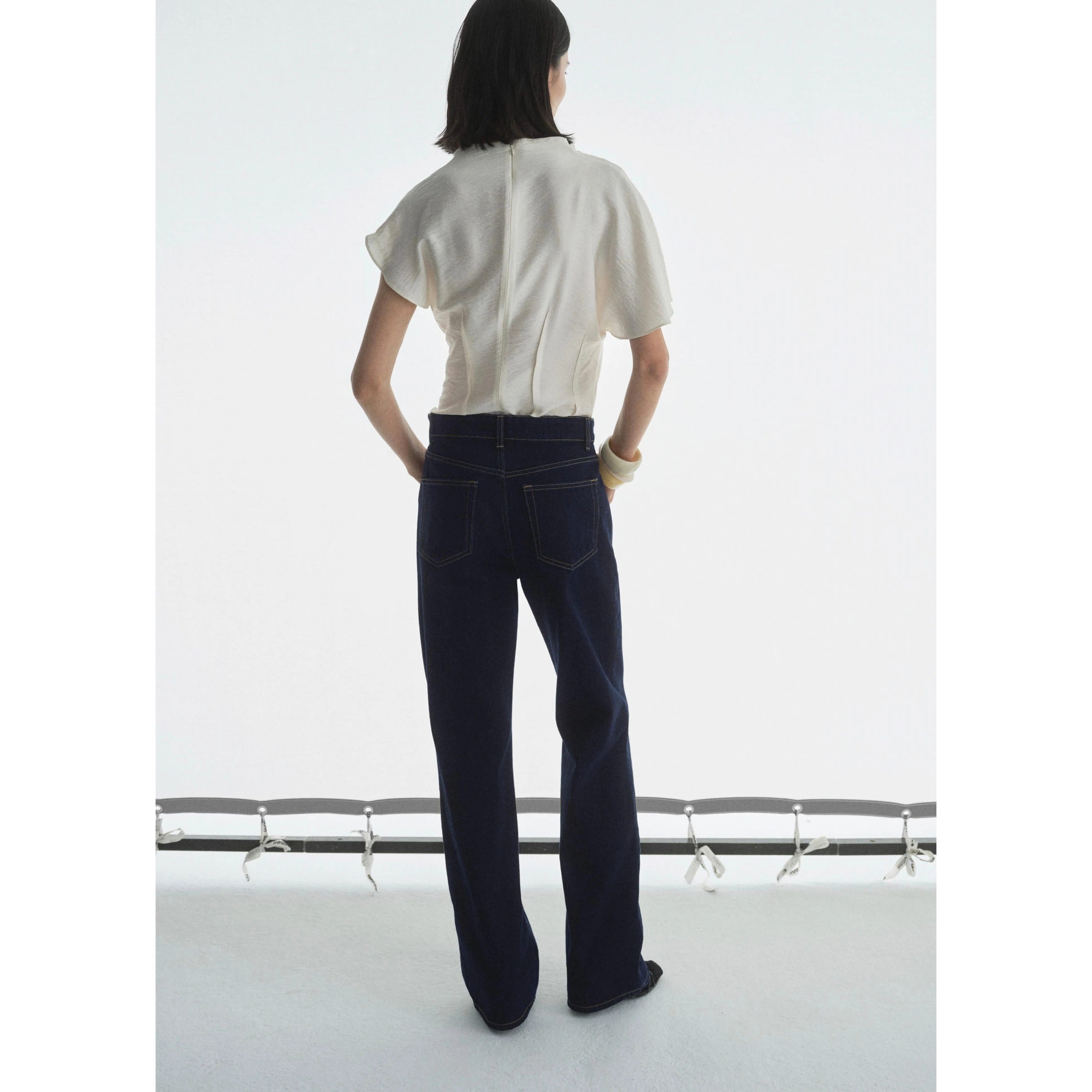 Jean Droit Taille Haute Rinse Wash - Open Blue - Image 7