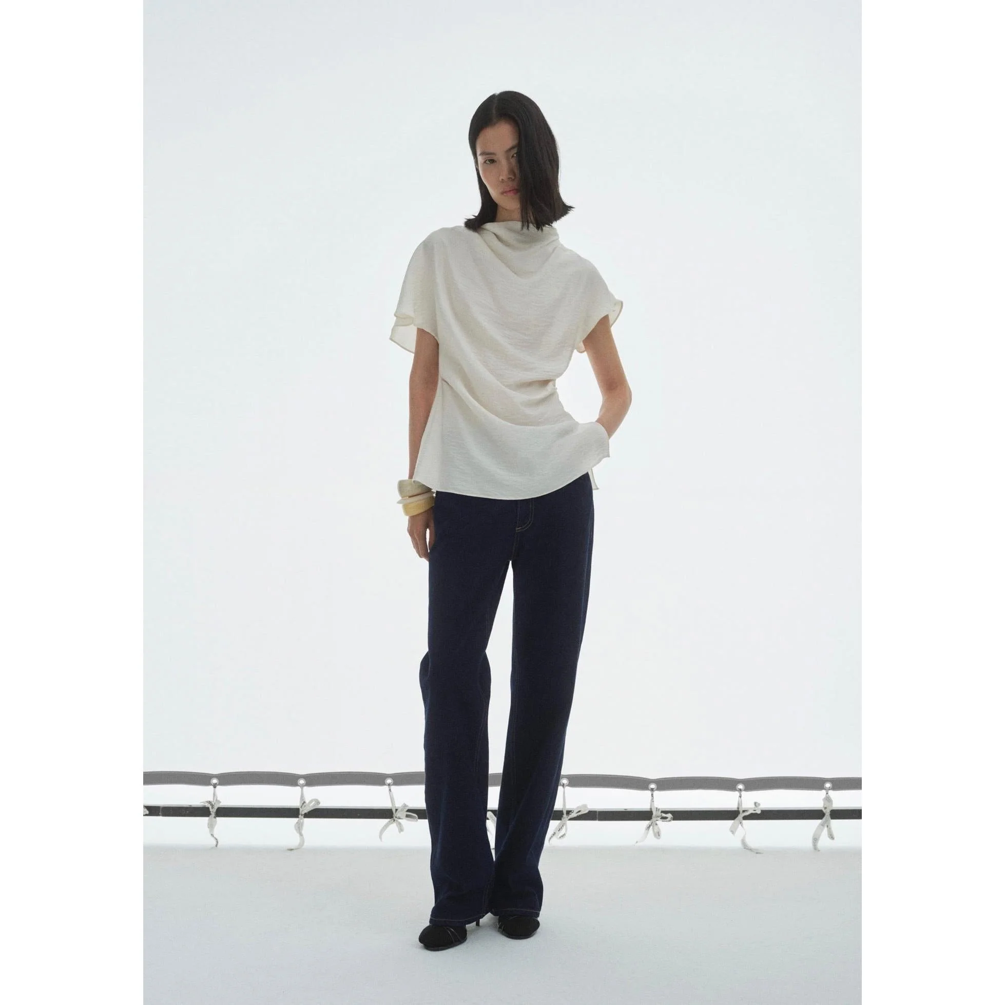 Jean Droit Taille Haute Rinse Wash - Open Blue - Image 8