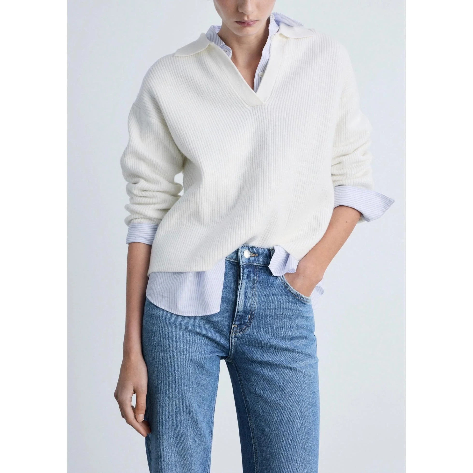 Jean Droit Taille Normale Ouvertures - Medium Blue - Image 4