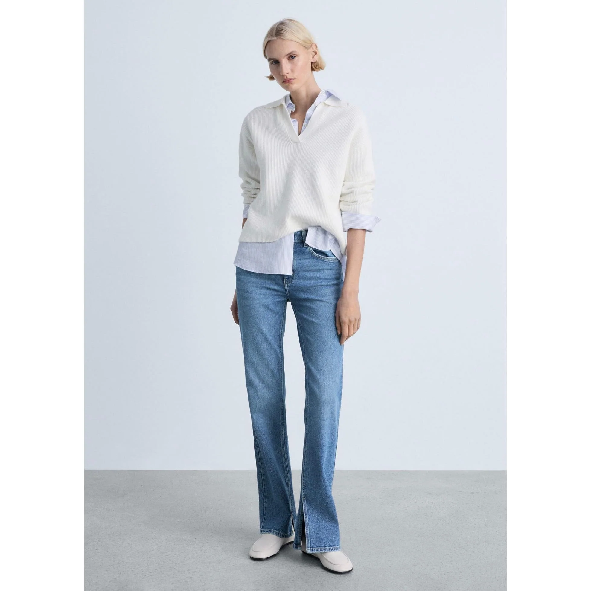 Jean Droit Taille Normale Ouvertures - Medium Blue - Image 8