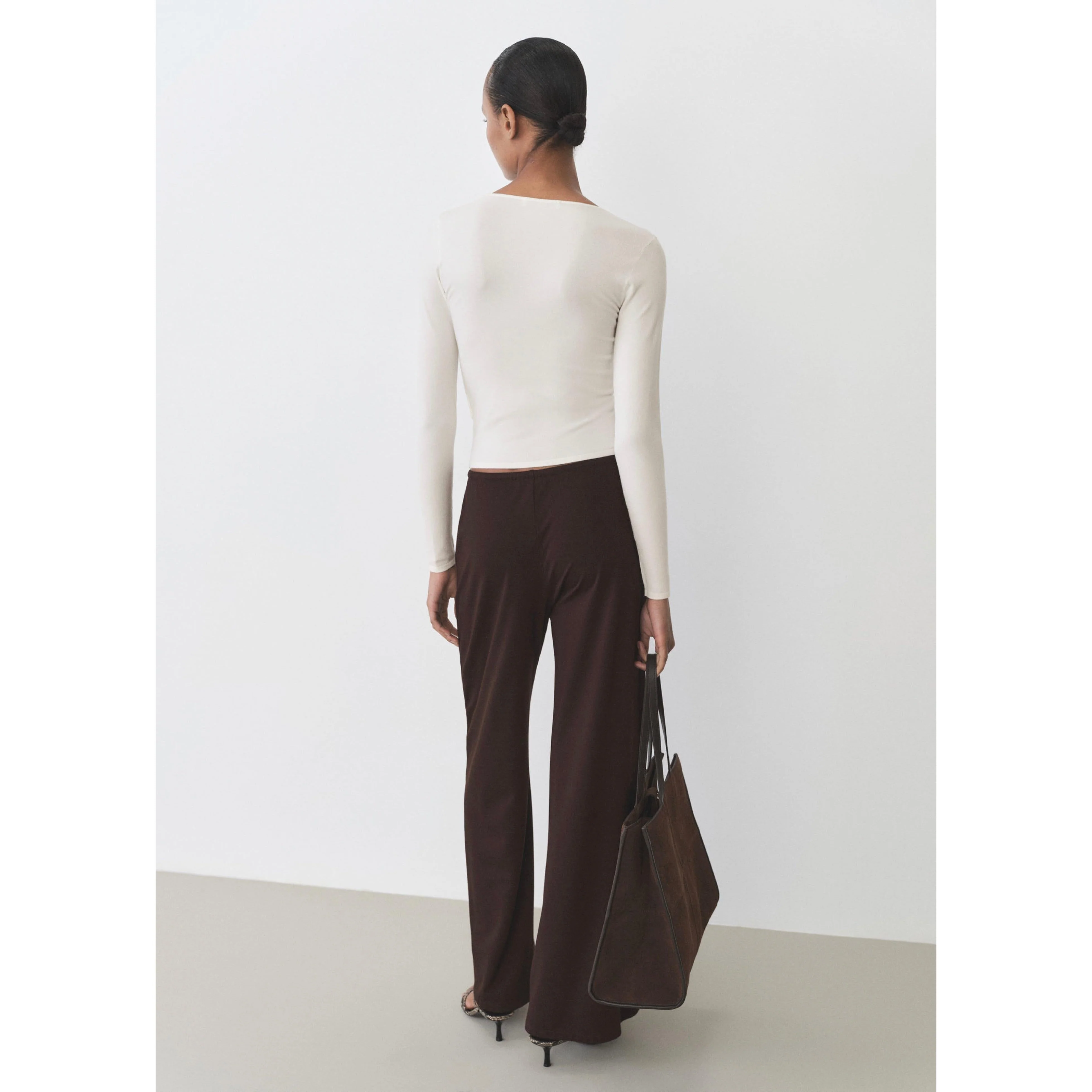Pull Ajusté Maille Fine - Ecru - Image 9