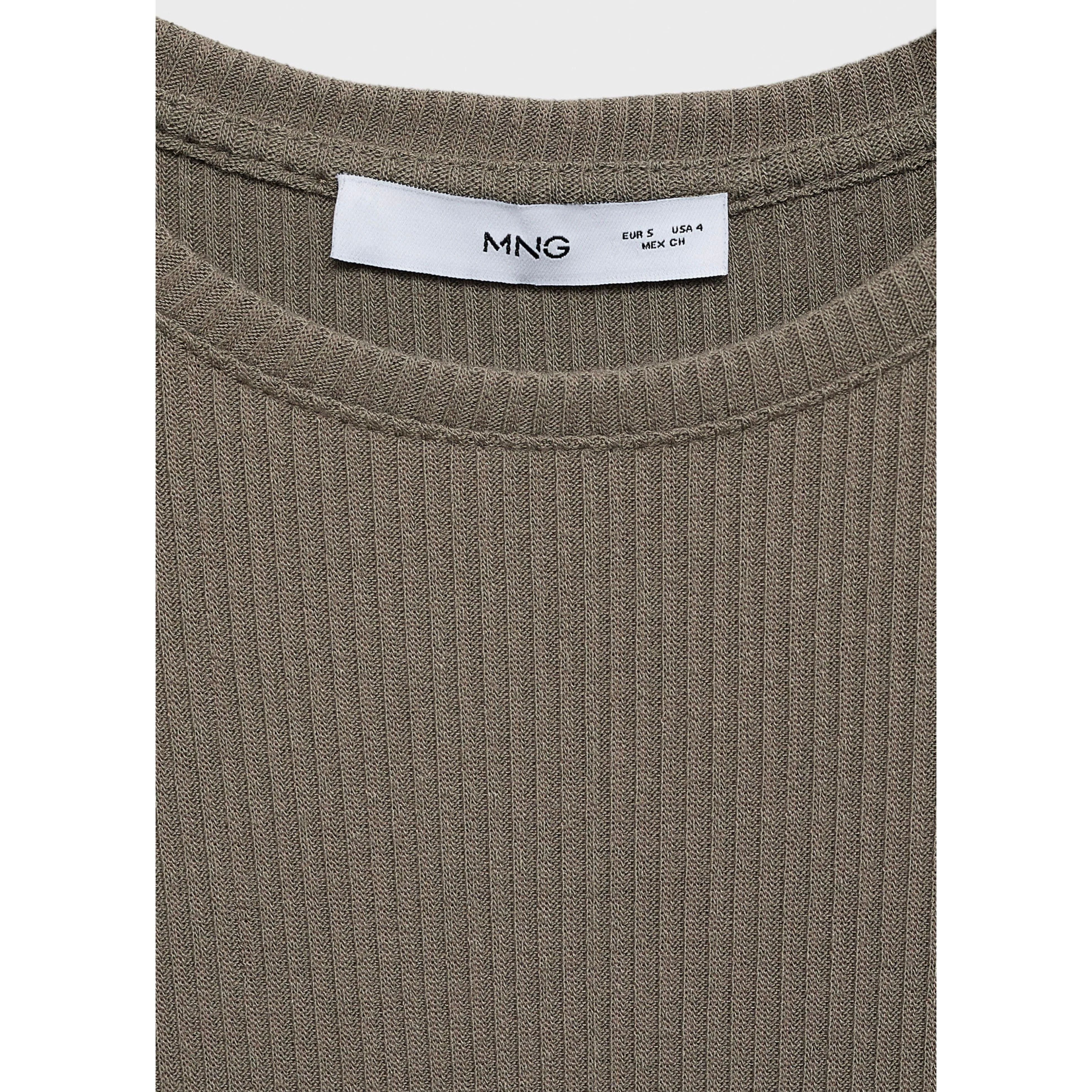 T-Shirt Maille Côtelée - Khaki - Image 5