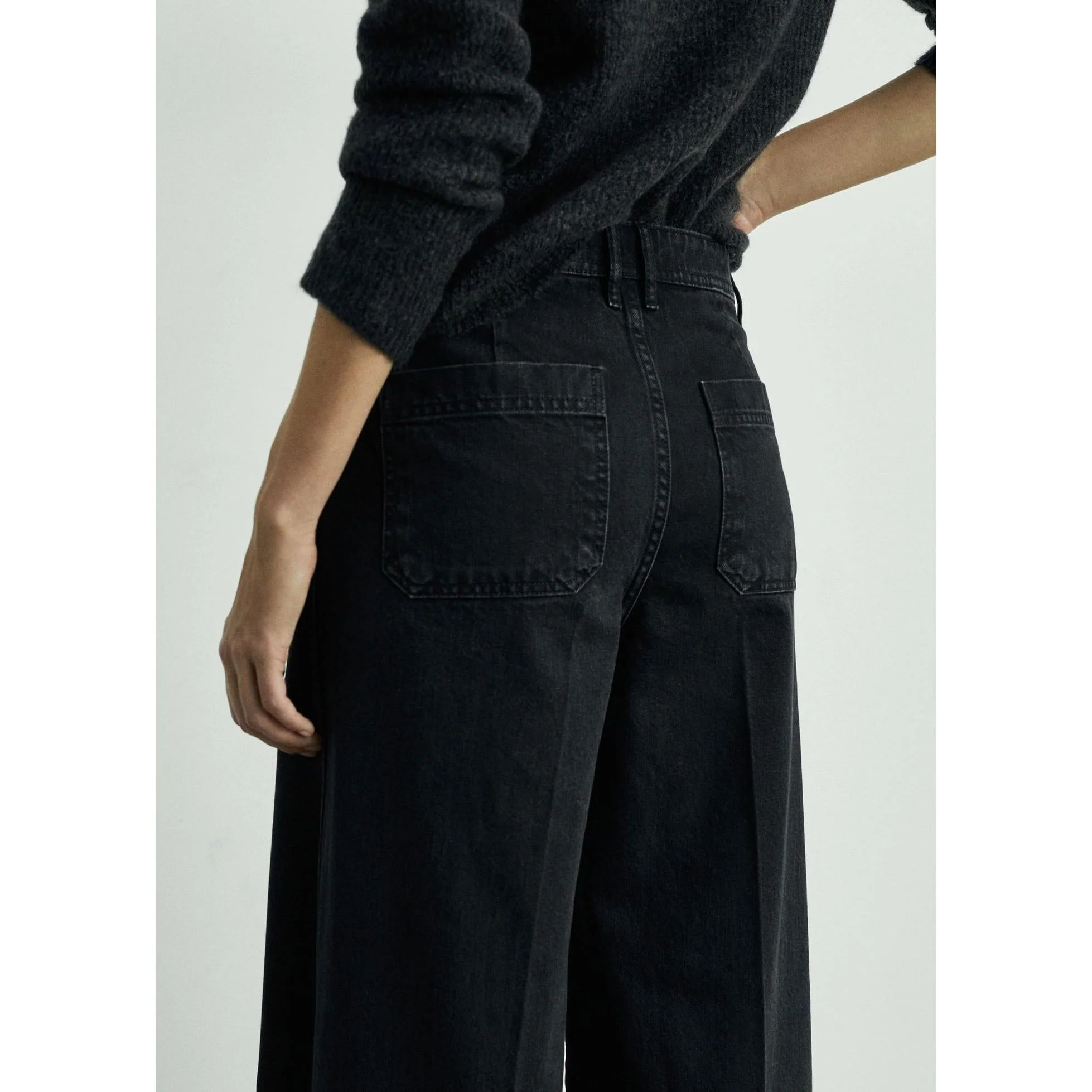 Jean Wideleg Poches - Black Denim - Image 4