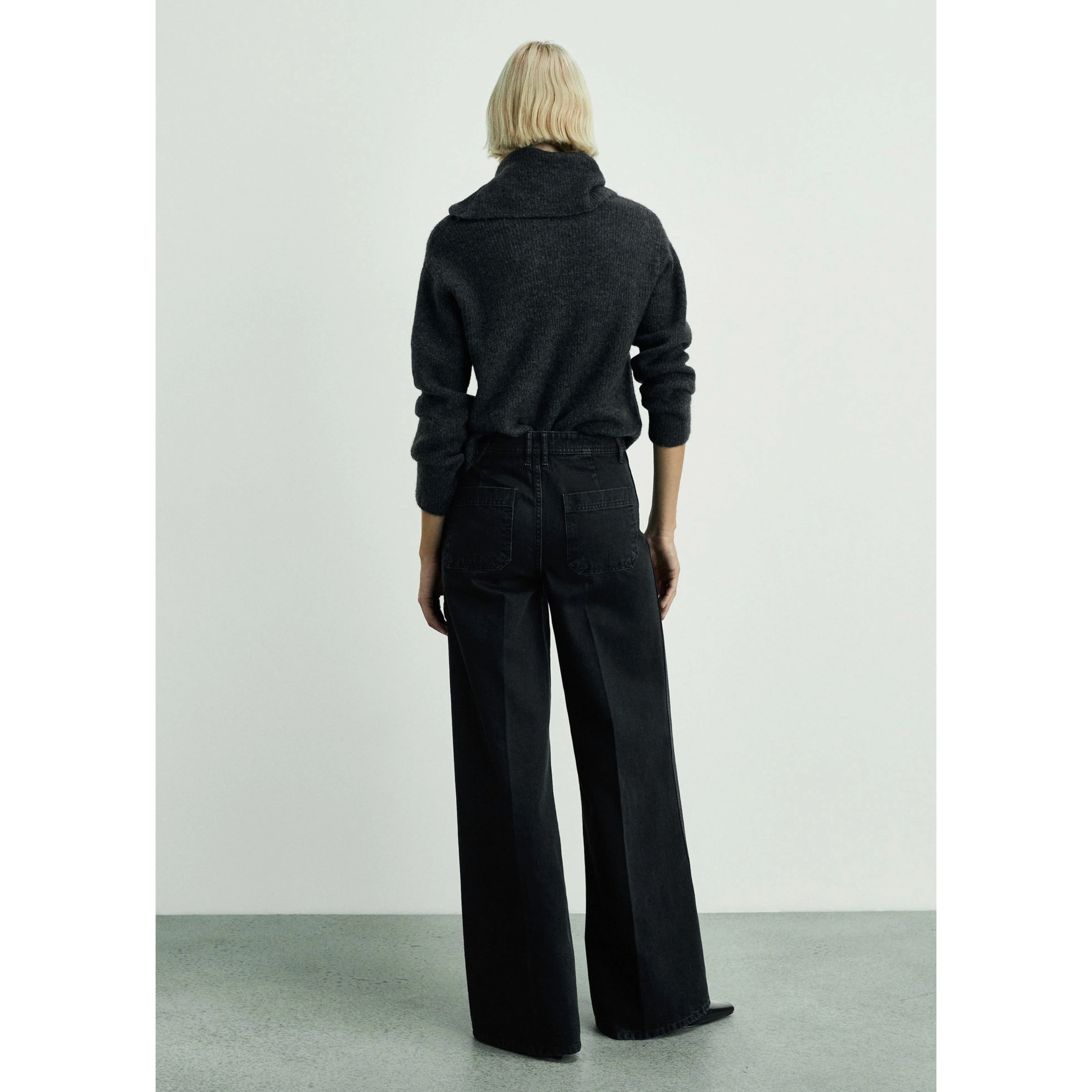 Jean Wideleg Poches - Black Denim - Image 7