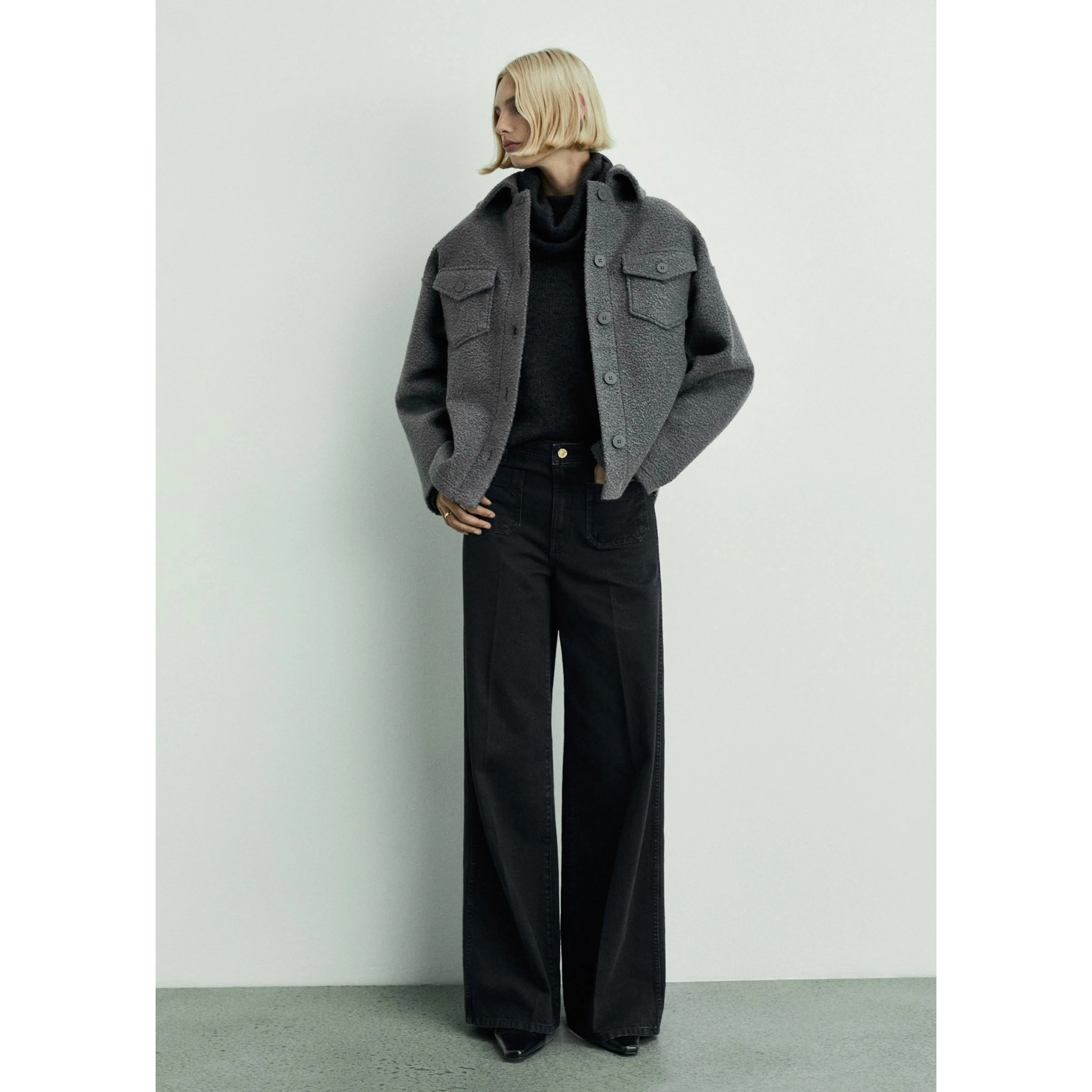 Jean Wideleg Poches - Black Denim - Image 8