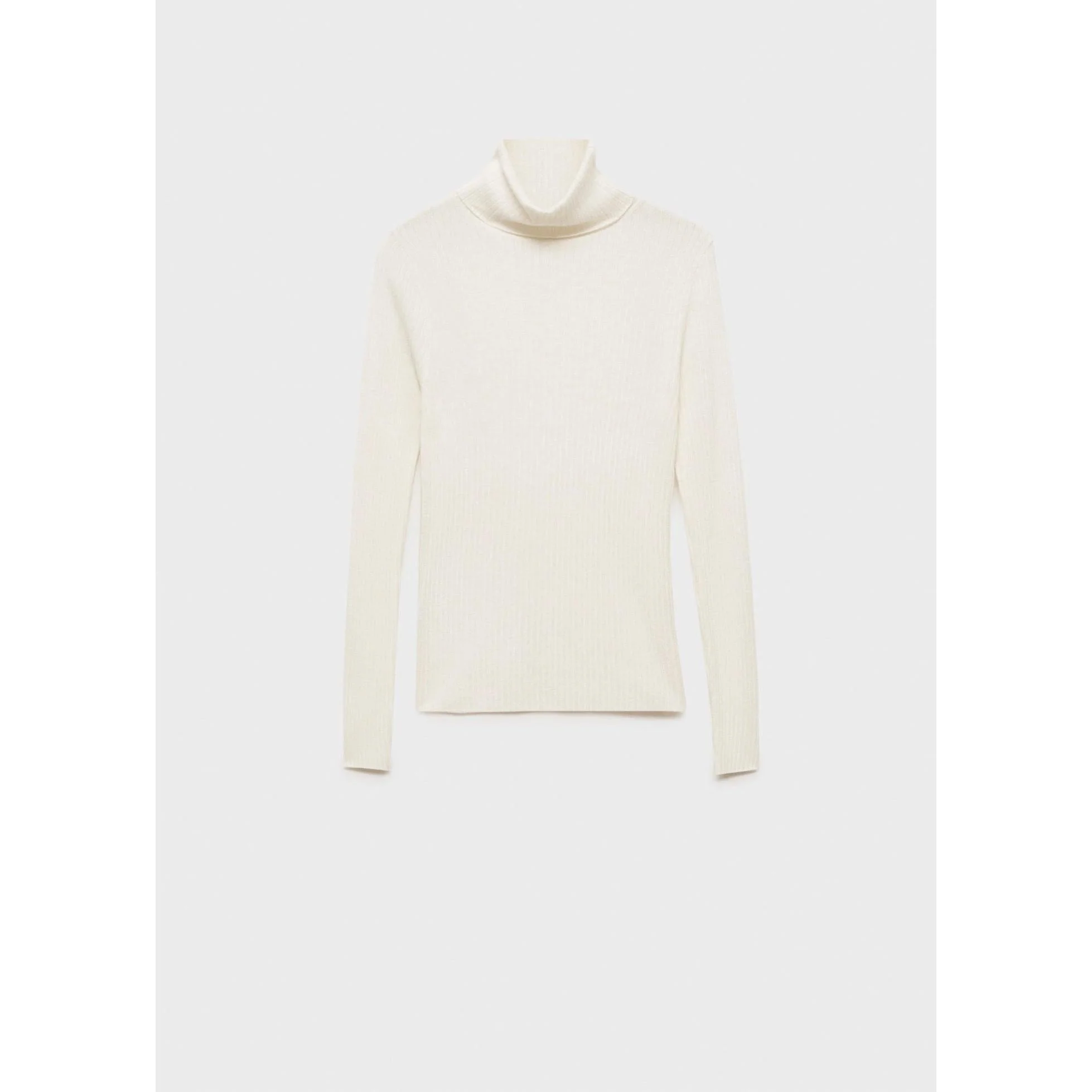 Pull-Over Laine Mélangée Col Roulé - Ecru - Image 2