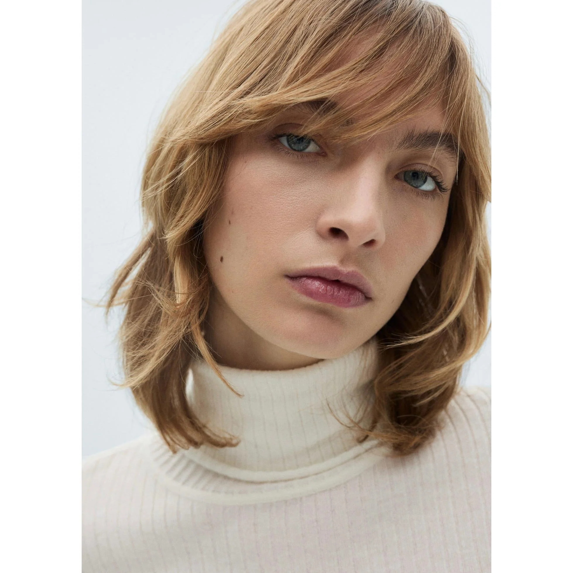 Pull-Over Laine Mélangée Col Roulé - Ecru - Image 4