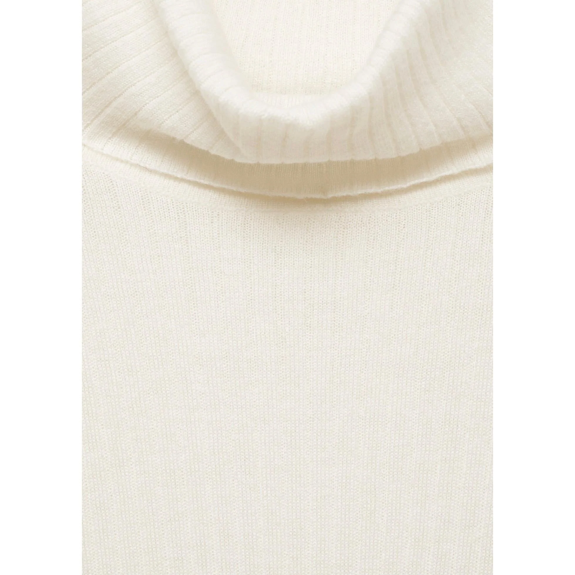 Pull-Over Laine Mélangée Col Roulé - Ecru - Image 8