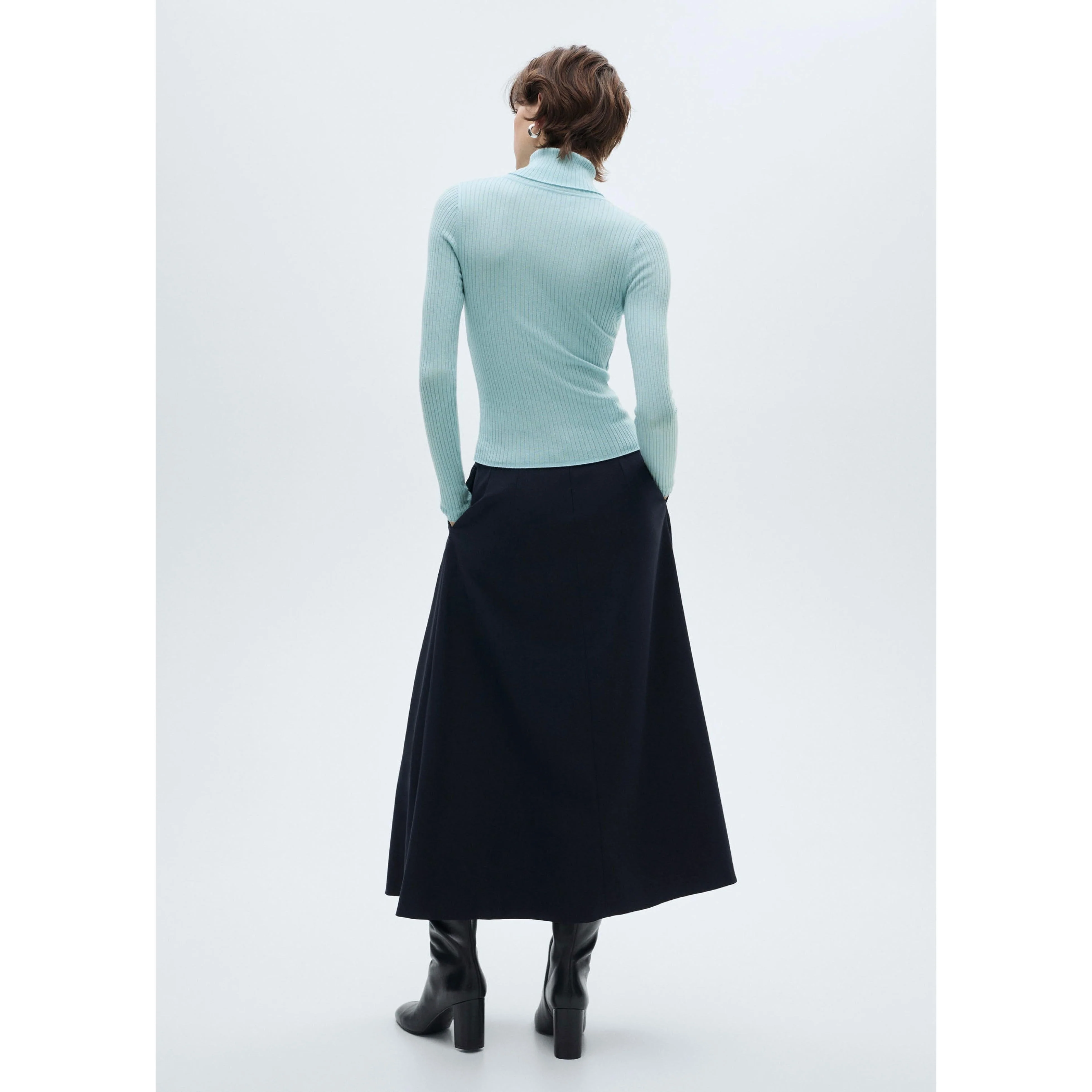 Pull-Over Laine Mélangée Col Roulé - Aqua Green - Image 6