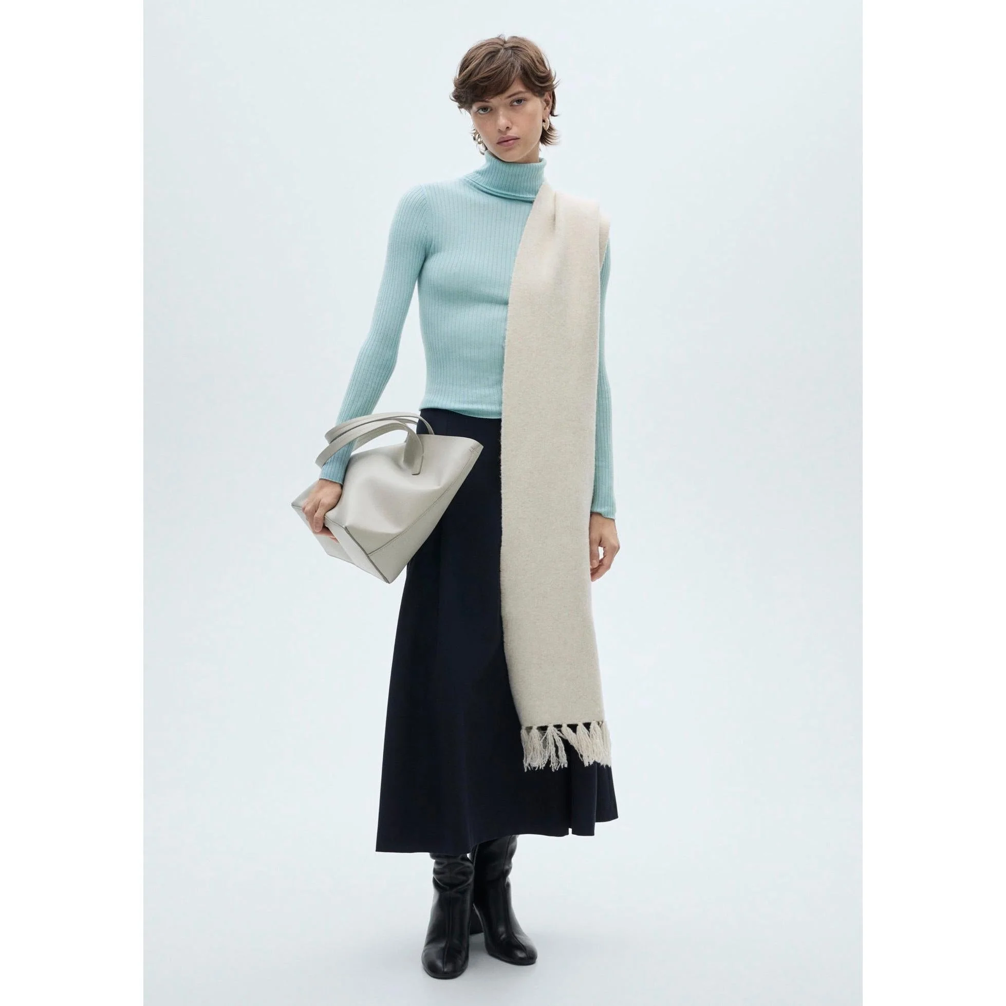 Pull-Over Laine Mélangée Col Roulé - Aqua Green - Image 7