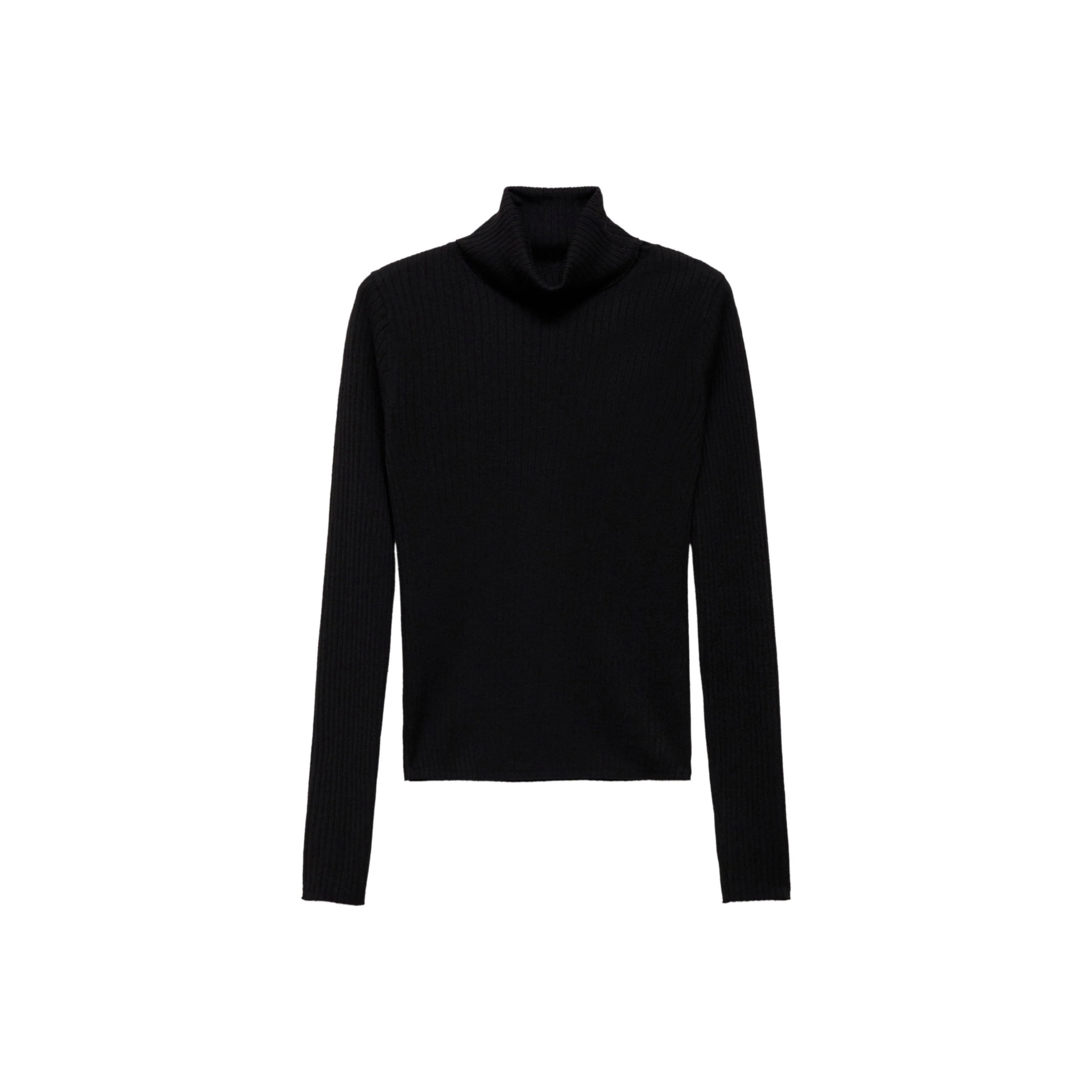 Pull-Over Laine Mélangée Col Roulé - Black - Image 3