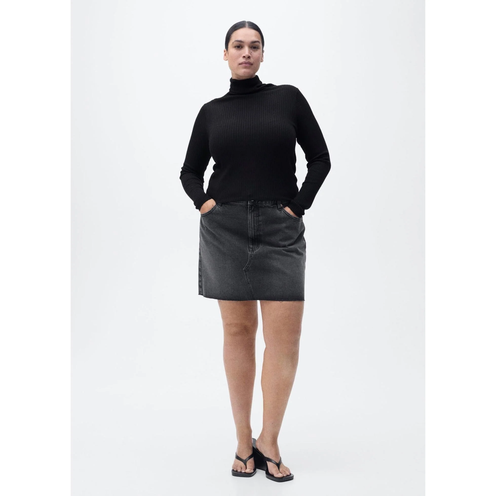 Pull-Over Laine Mélangée Col Roulé - Black - Image 5