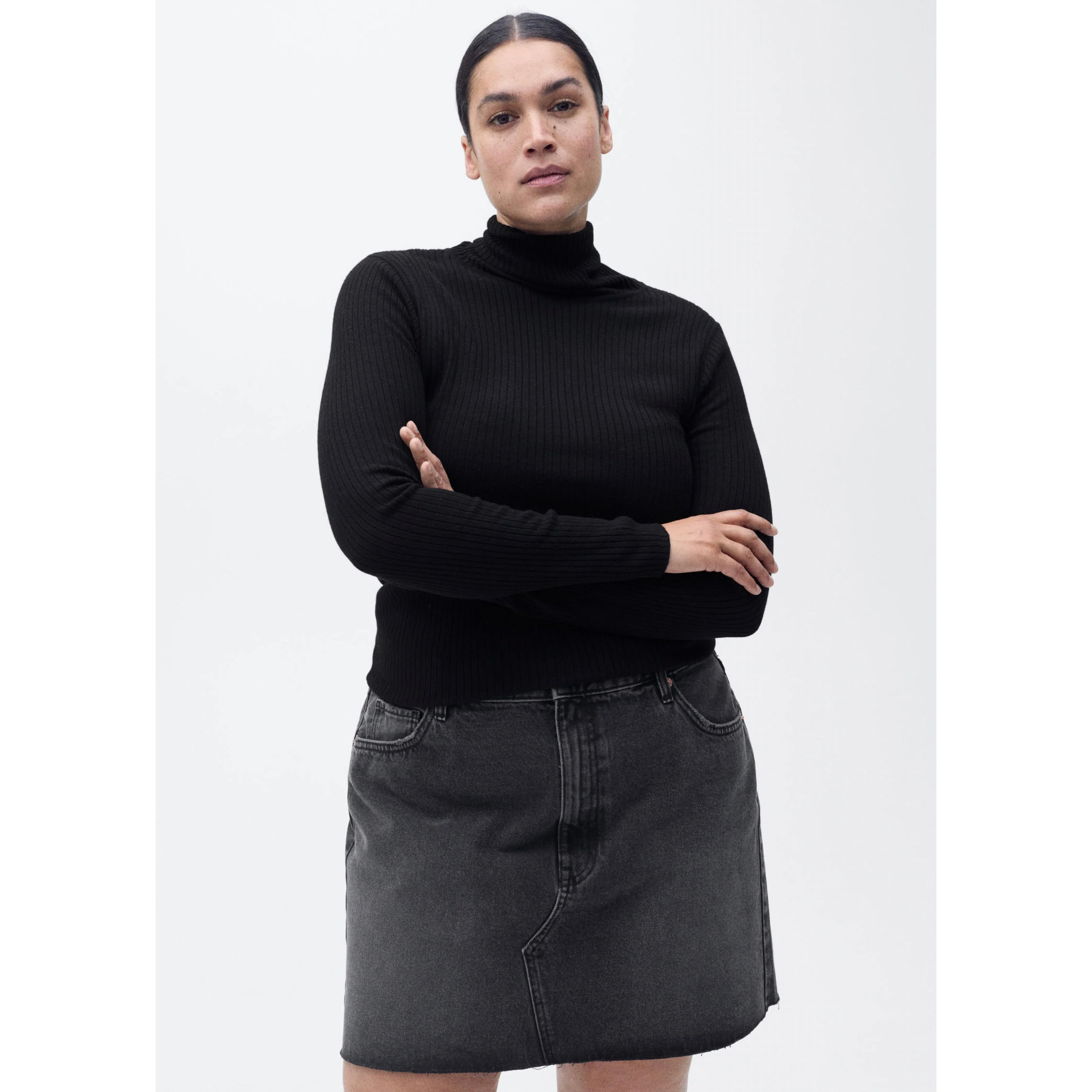 Pull-Over Laine Mélangée Col Roulé - Black - Image 7
