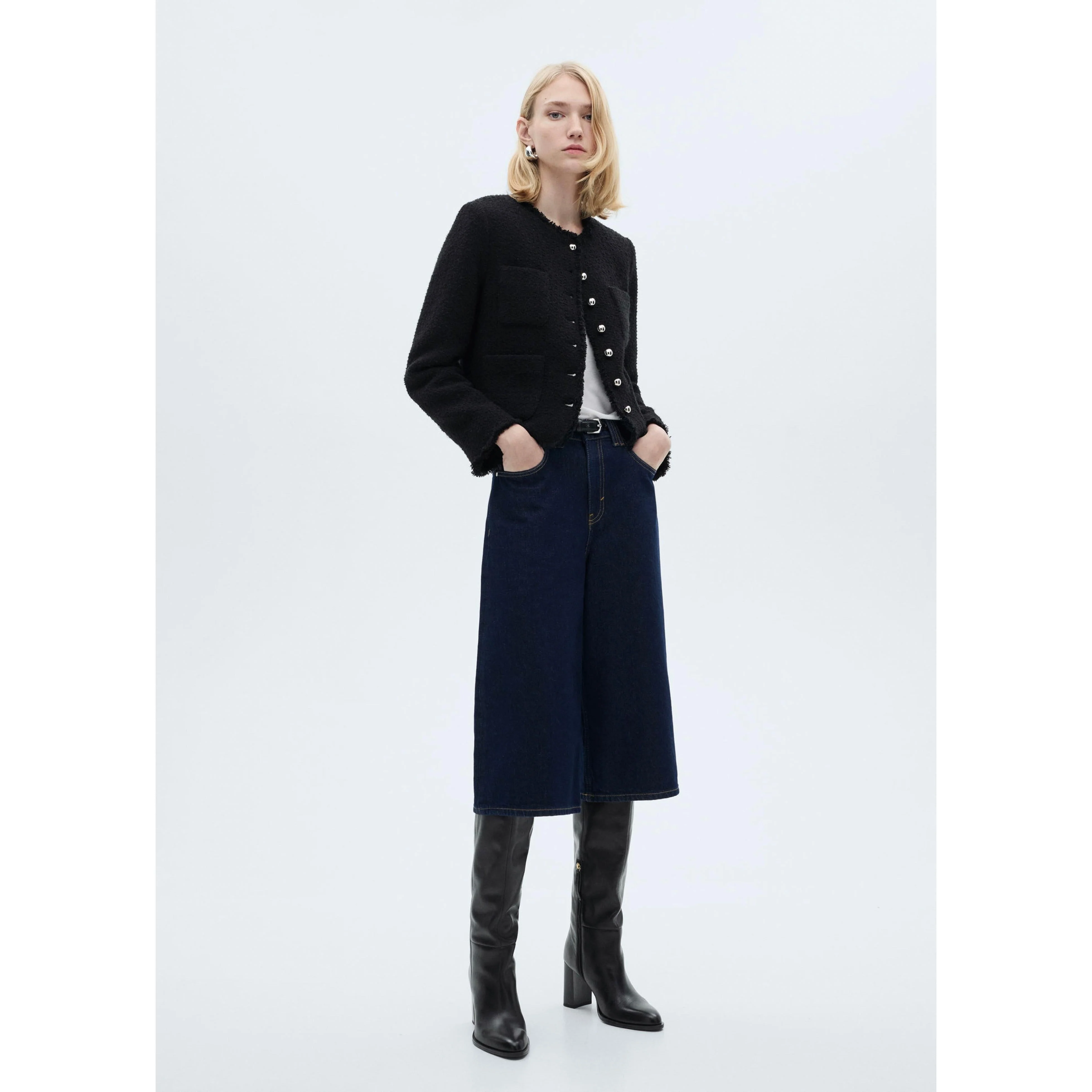 Veste Tweed Boutons Bijoux - Black - Image 11