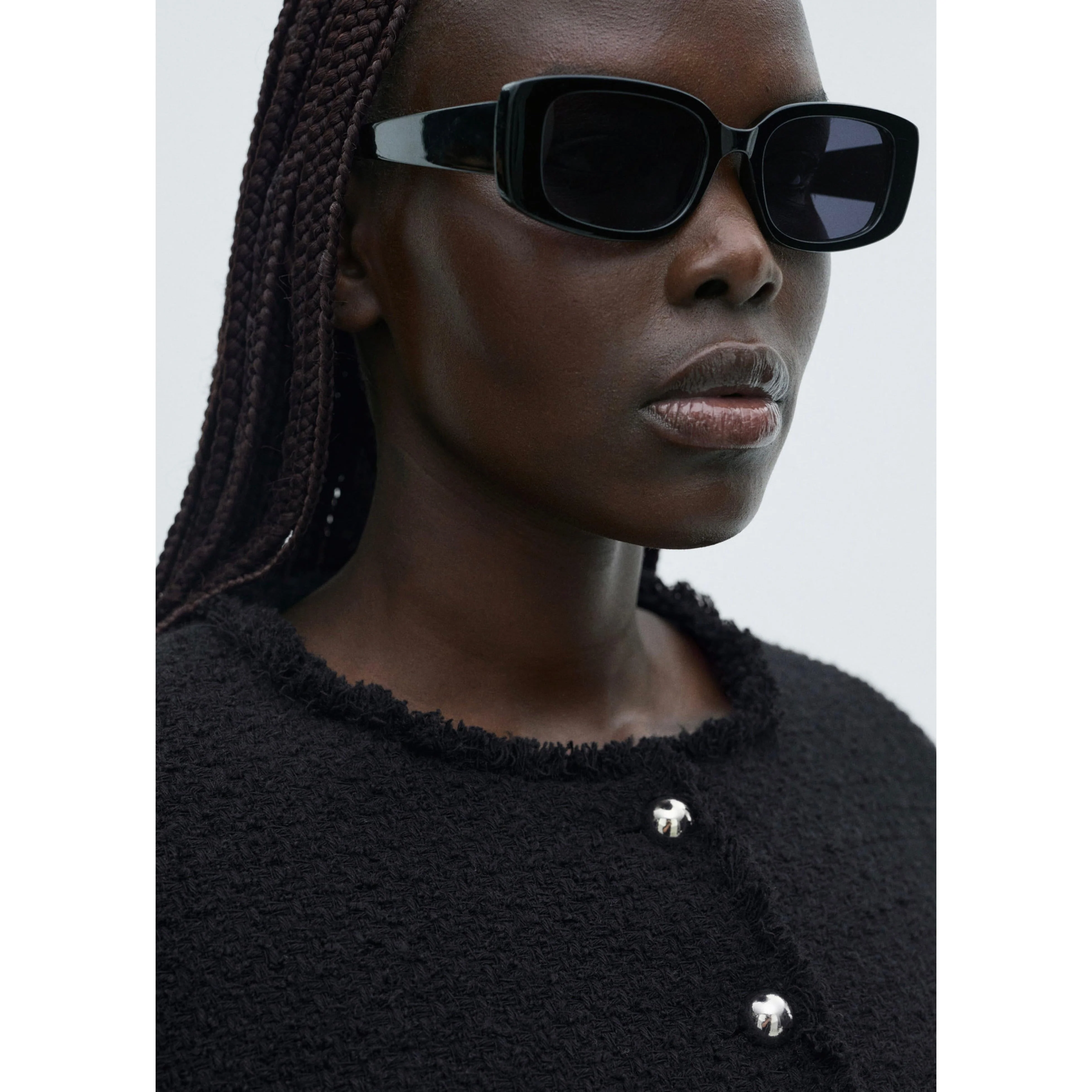 Veste Tweed Boutons Bijoux - Black - Image 7