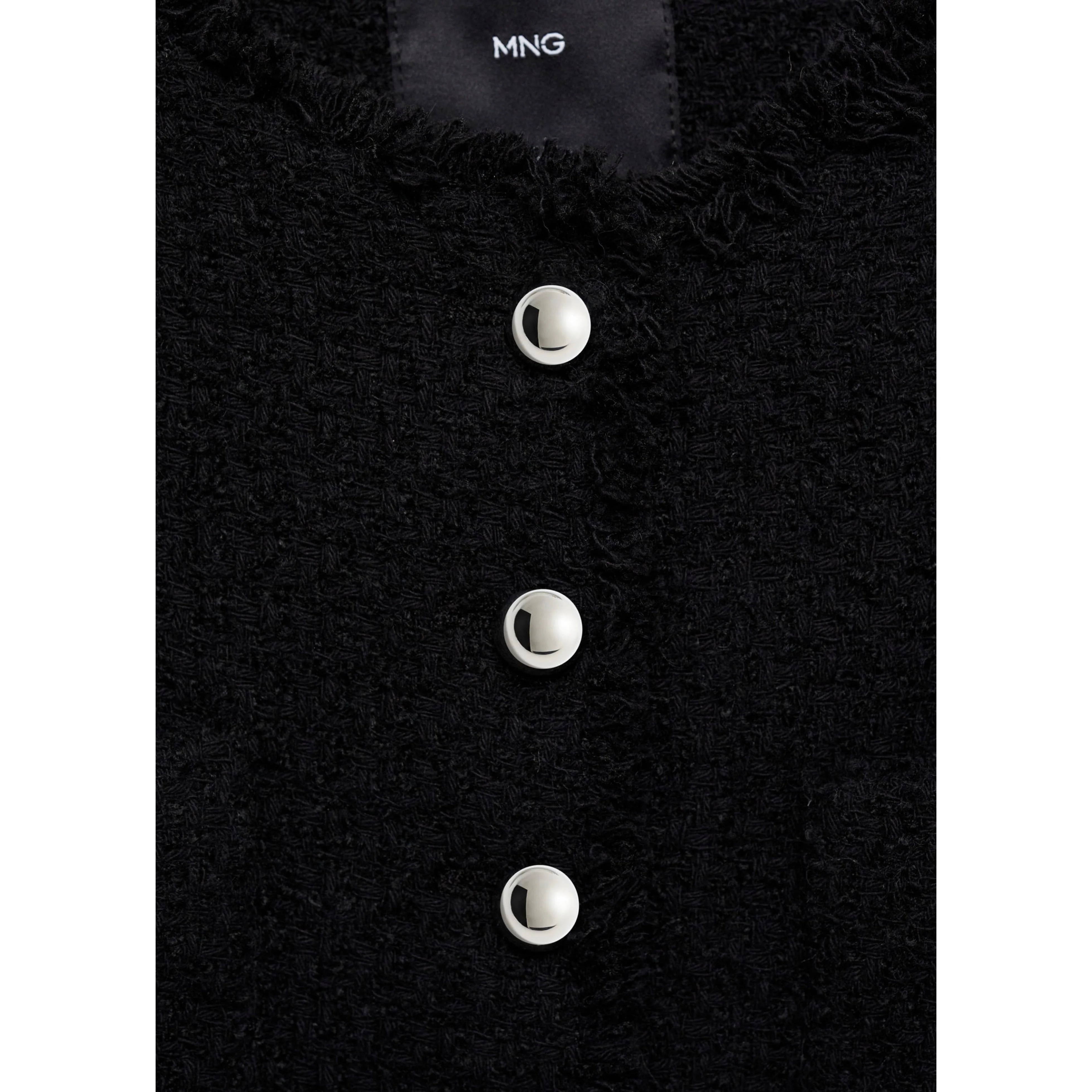 Veste Tweed Boutons Bijoux - Black - Image 9