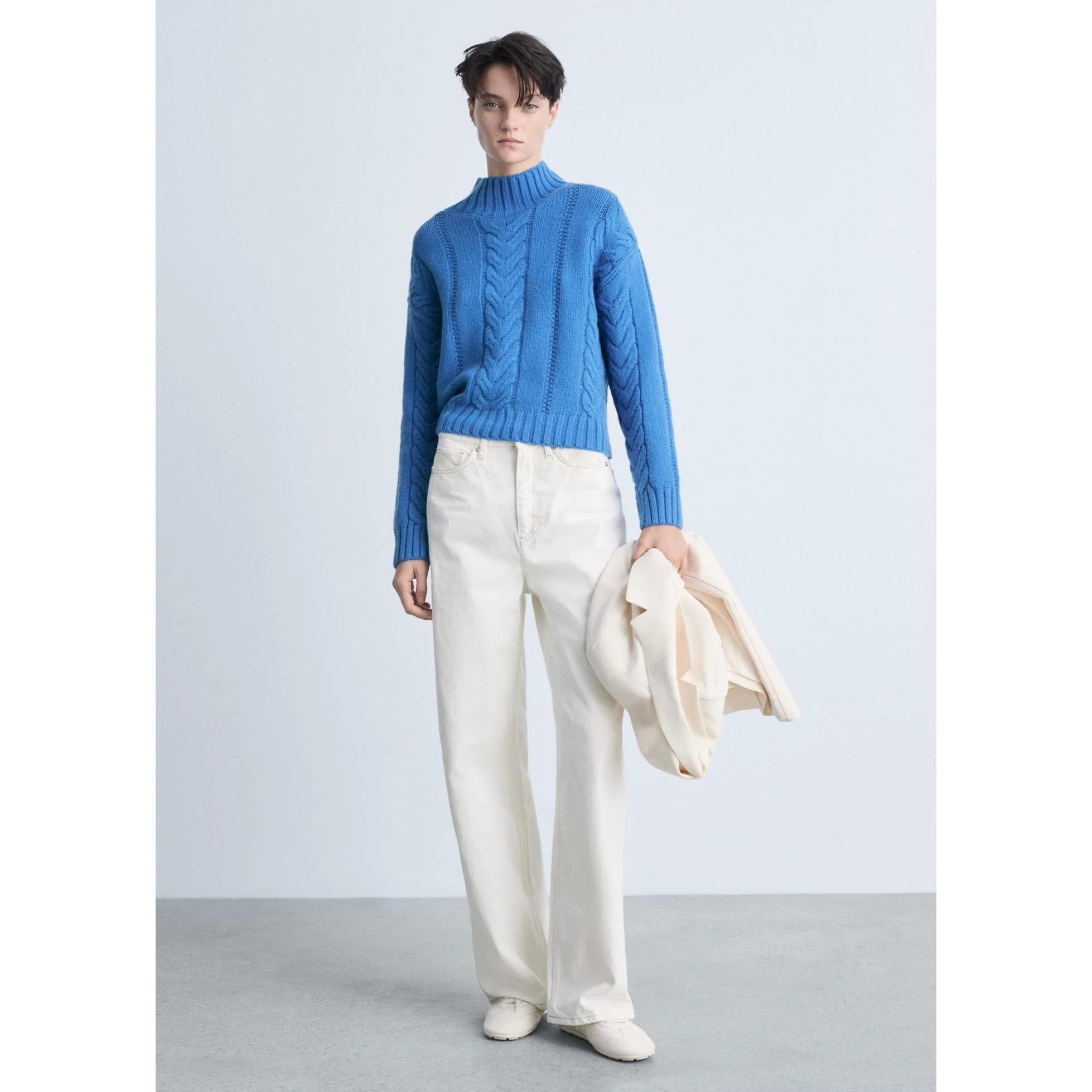 Pull-Over Torsades Col Montant - Vibrant Blue - Image 7