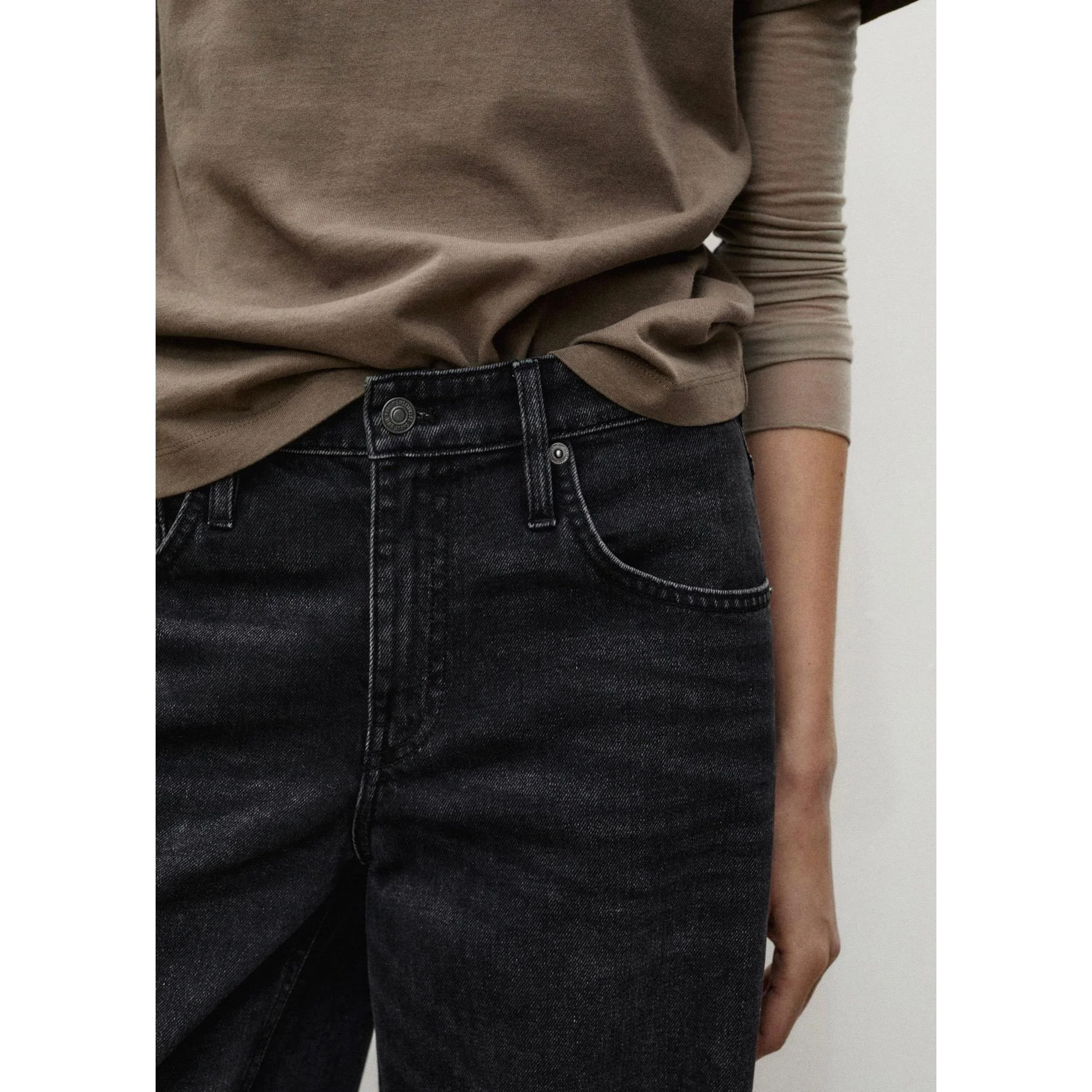 Jean Wideleg Taille Basse - Black Denim - Image 5