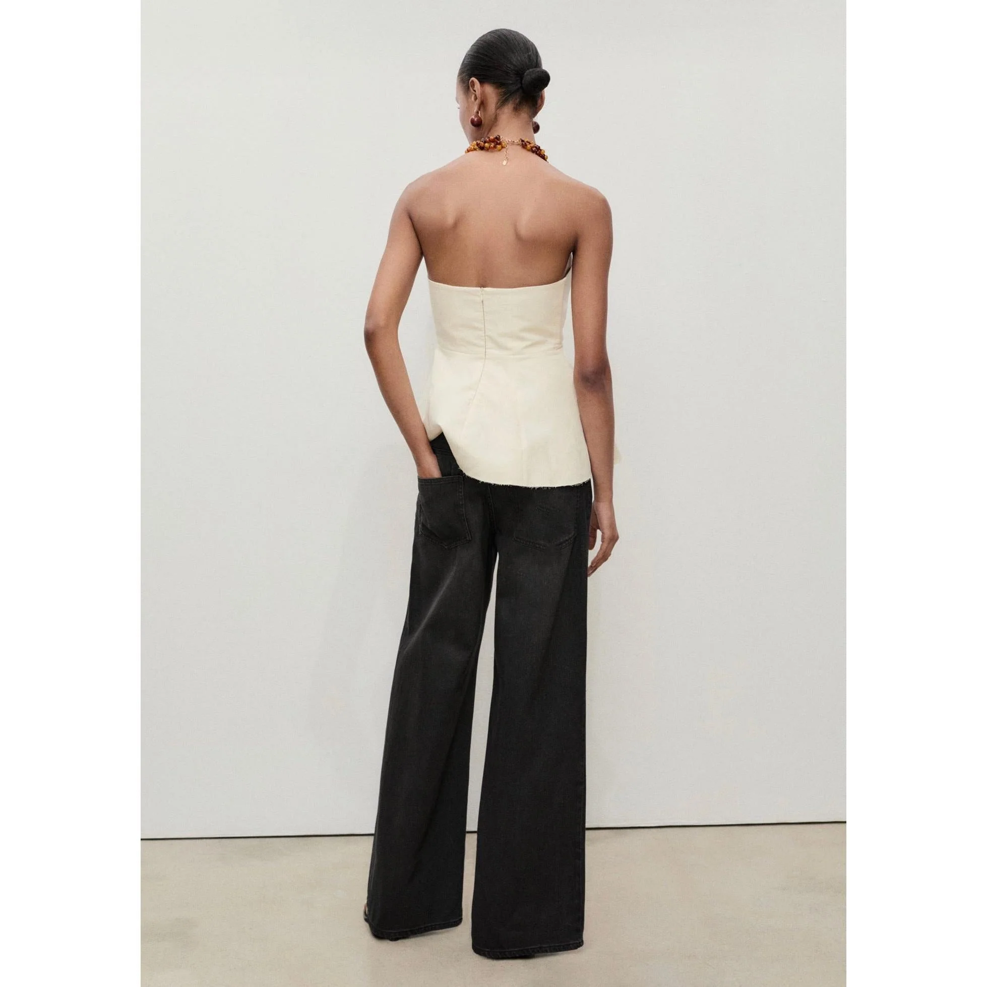 Jean Wideleg Taille Basse - Black Denim - Image 7