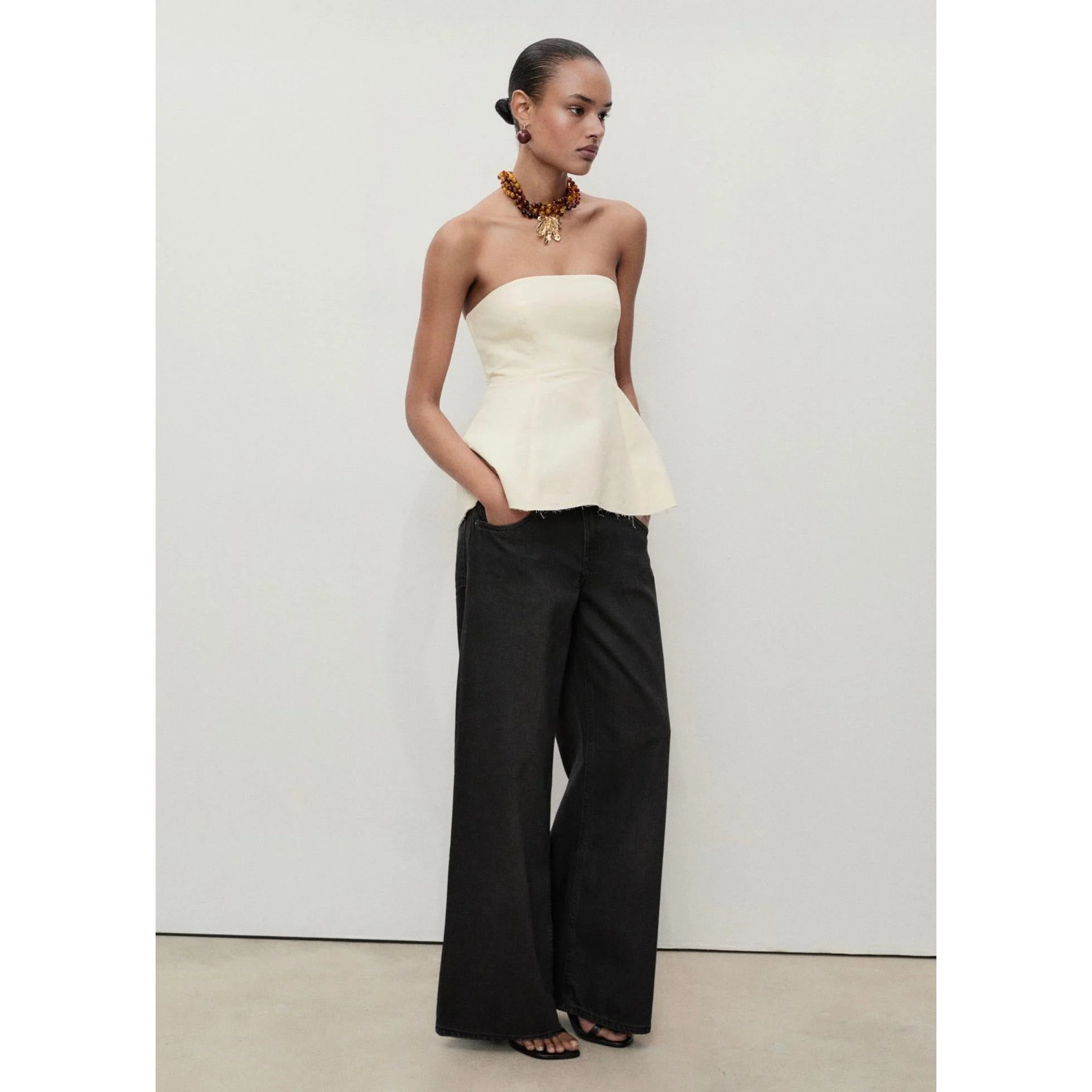 Jean Wideleg Taille Basse - Black Denim - Image 8