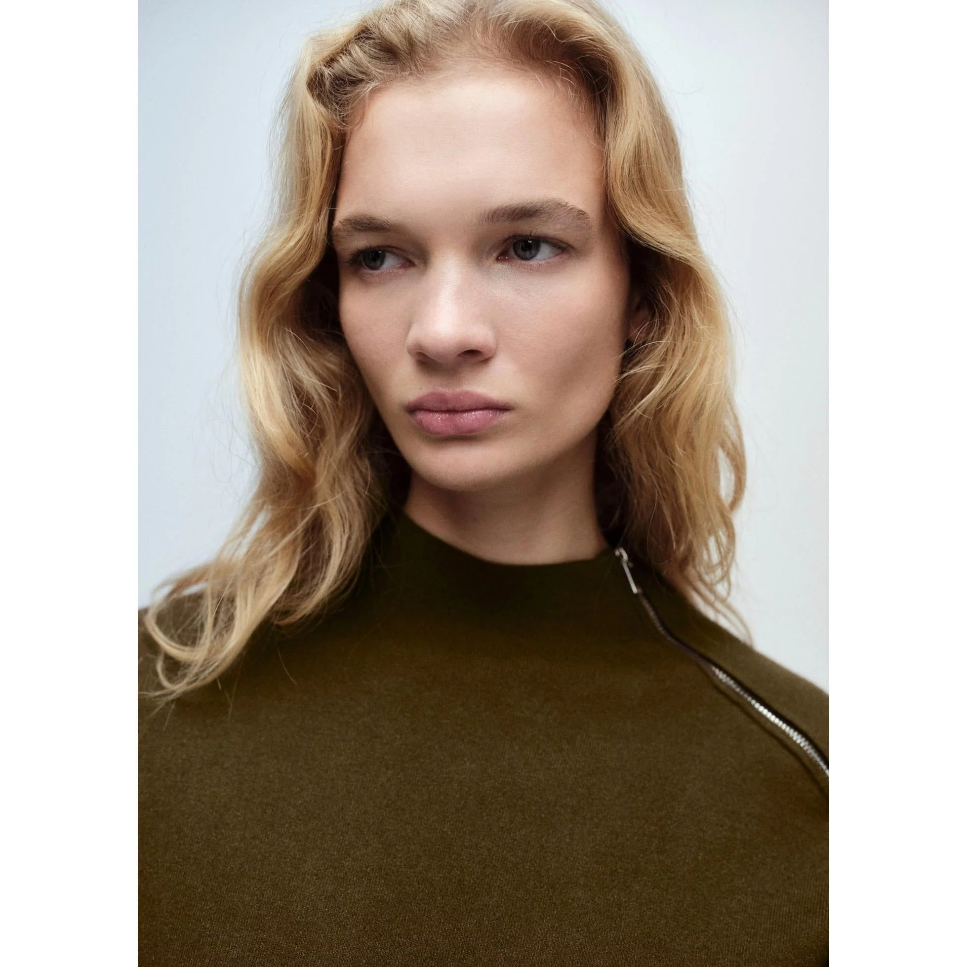Pull-Over Col Montant Zip - Khaki - Image 4
