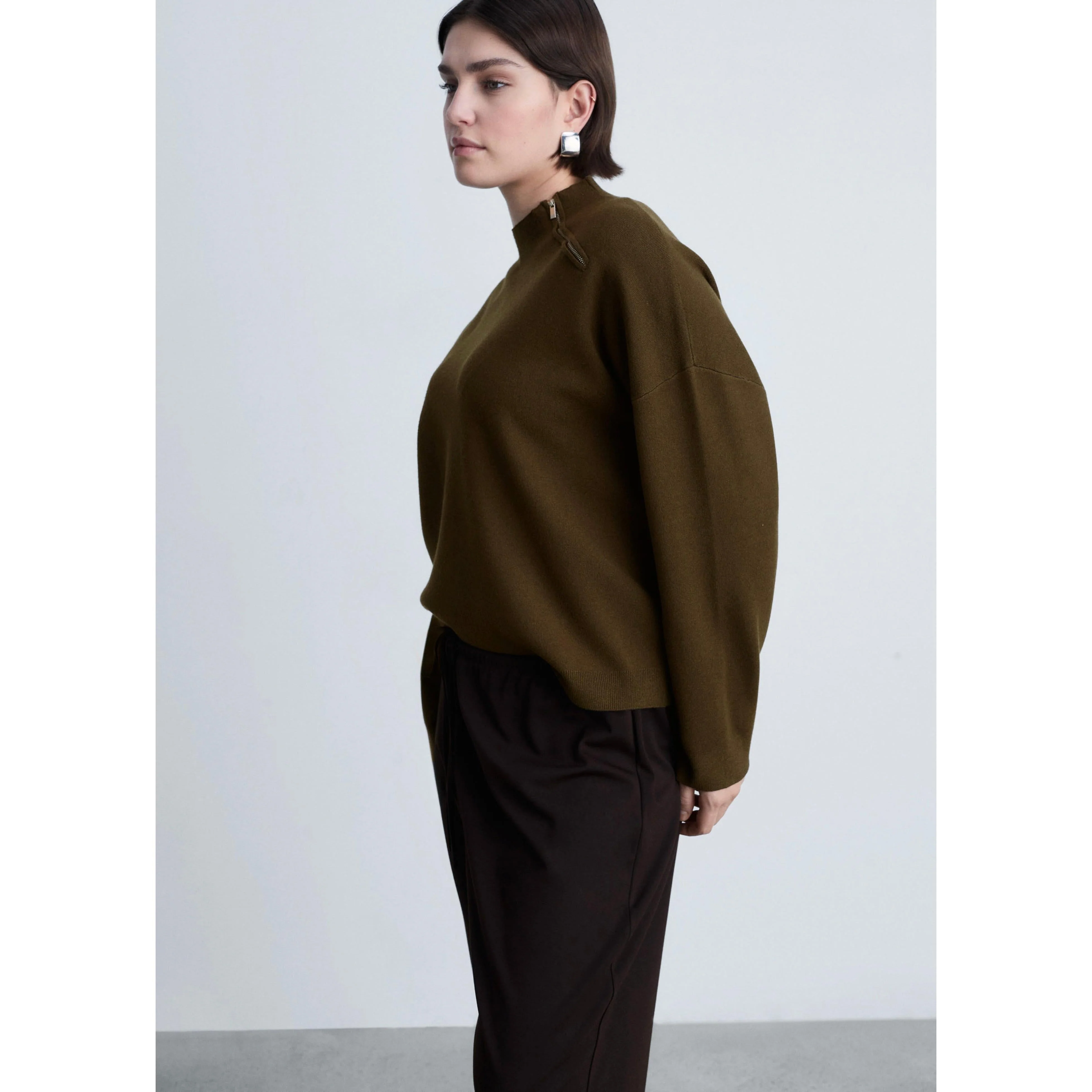 Pull-Over Col Montant Zip - Khaki - Image 7