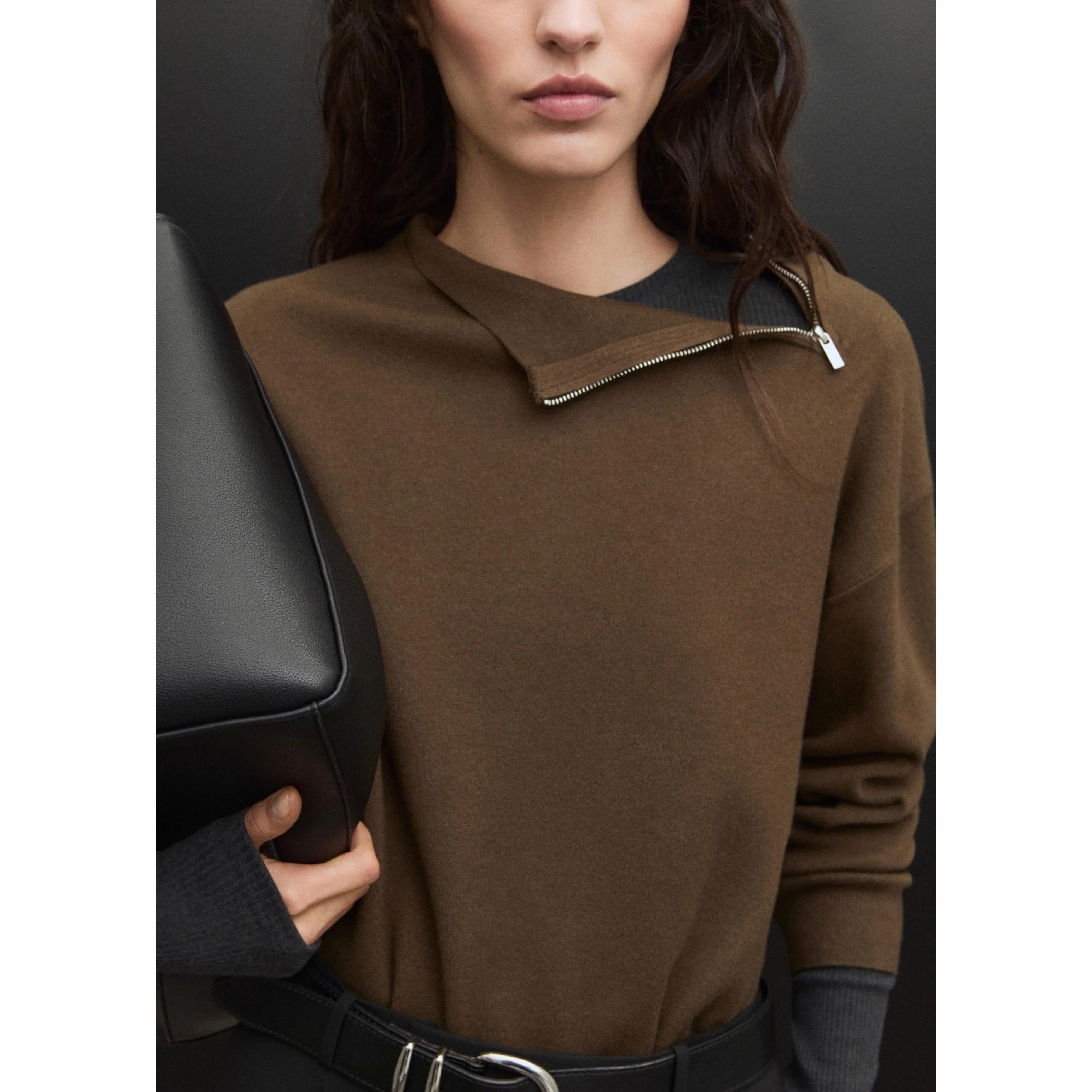 Pull-Over Col Montant Zip - Khaki - Image 8