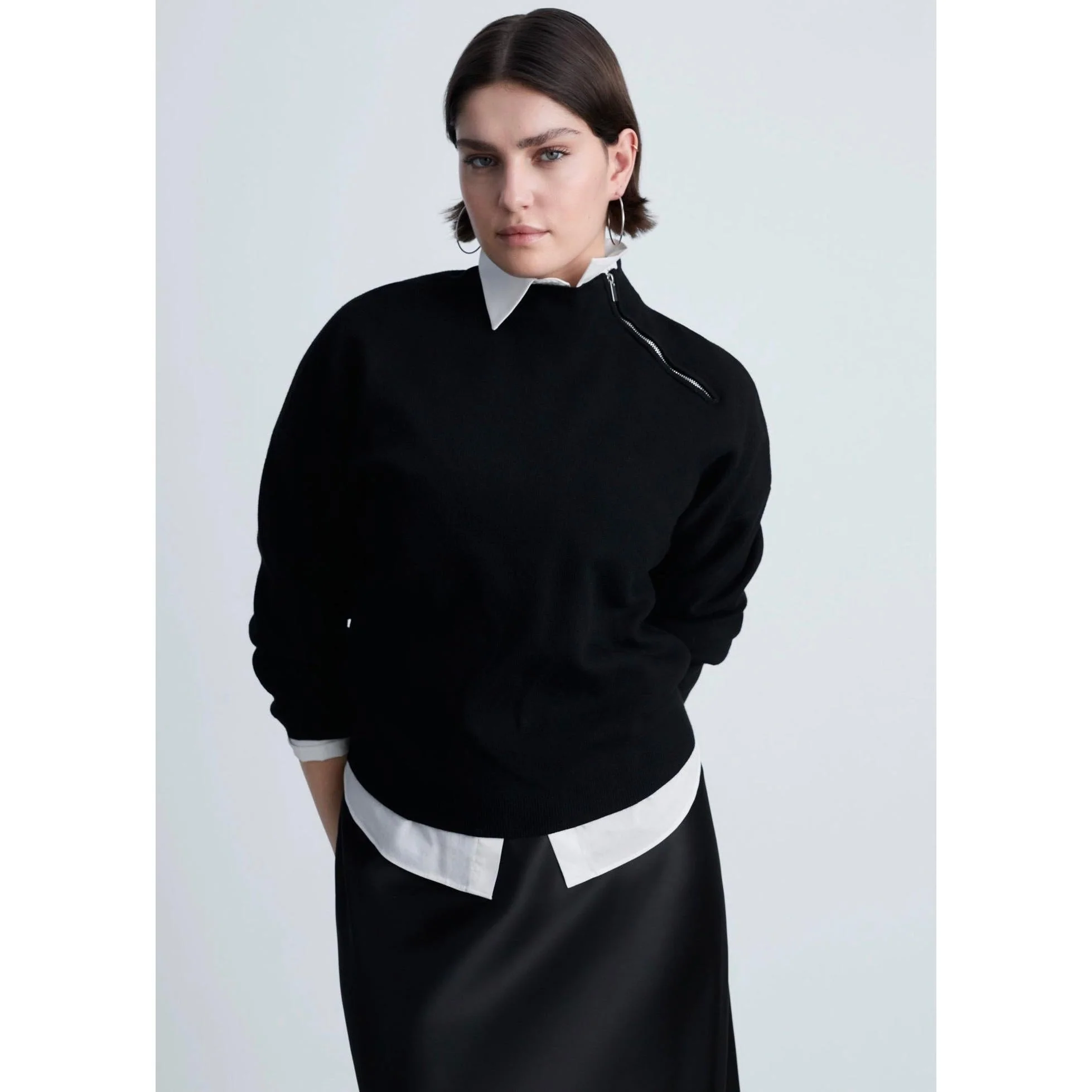 Pull-Over Col Montant Zip - Black - Image 7