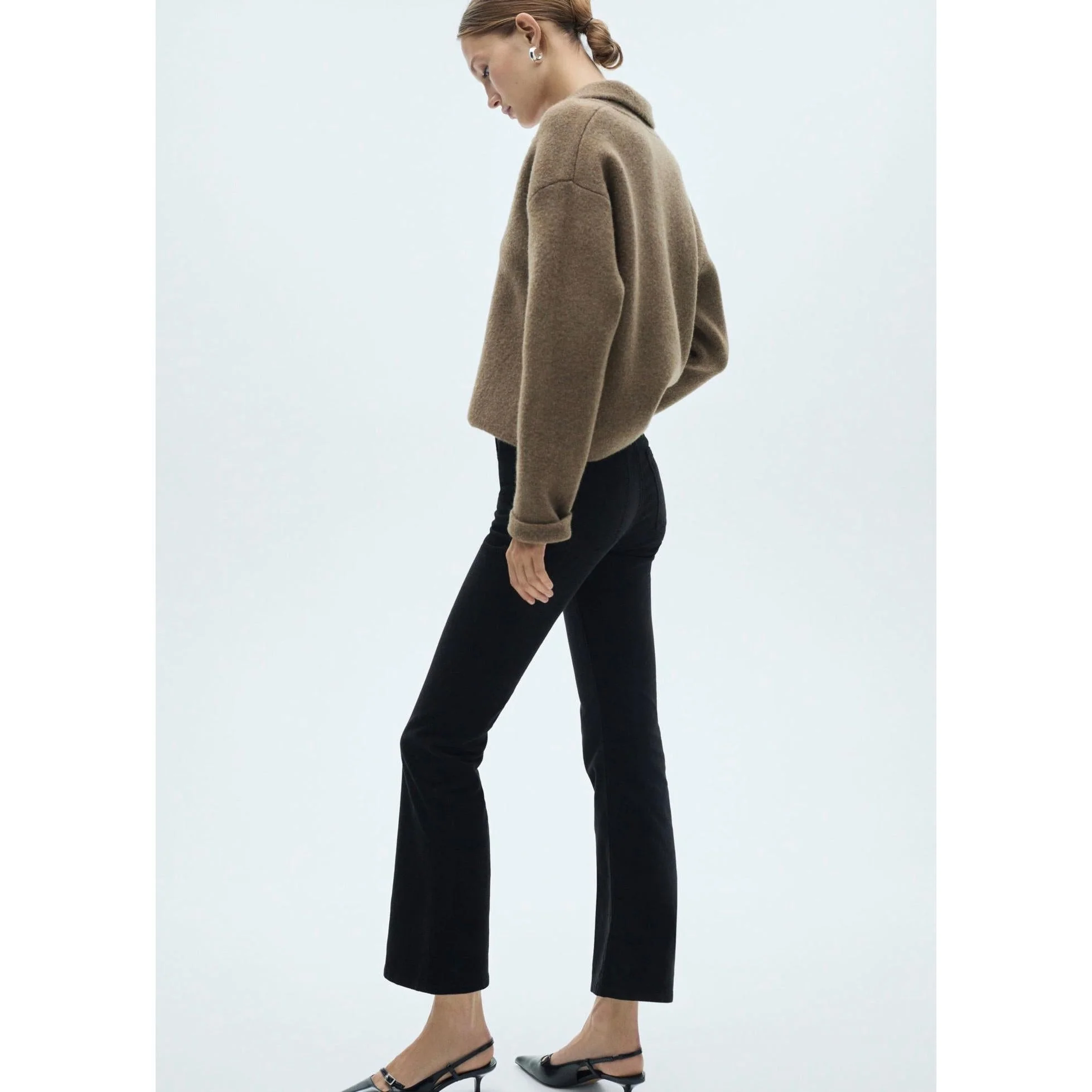 Jean Sienna Flare Crop Velours Côtelé - Black Denim - Image 4