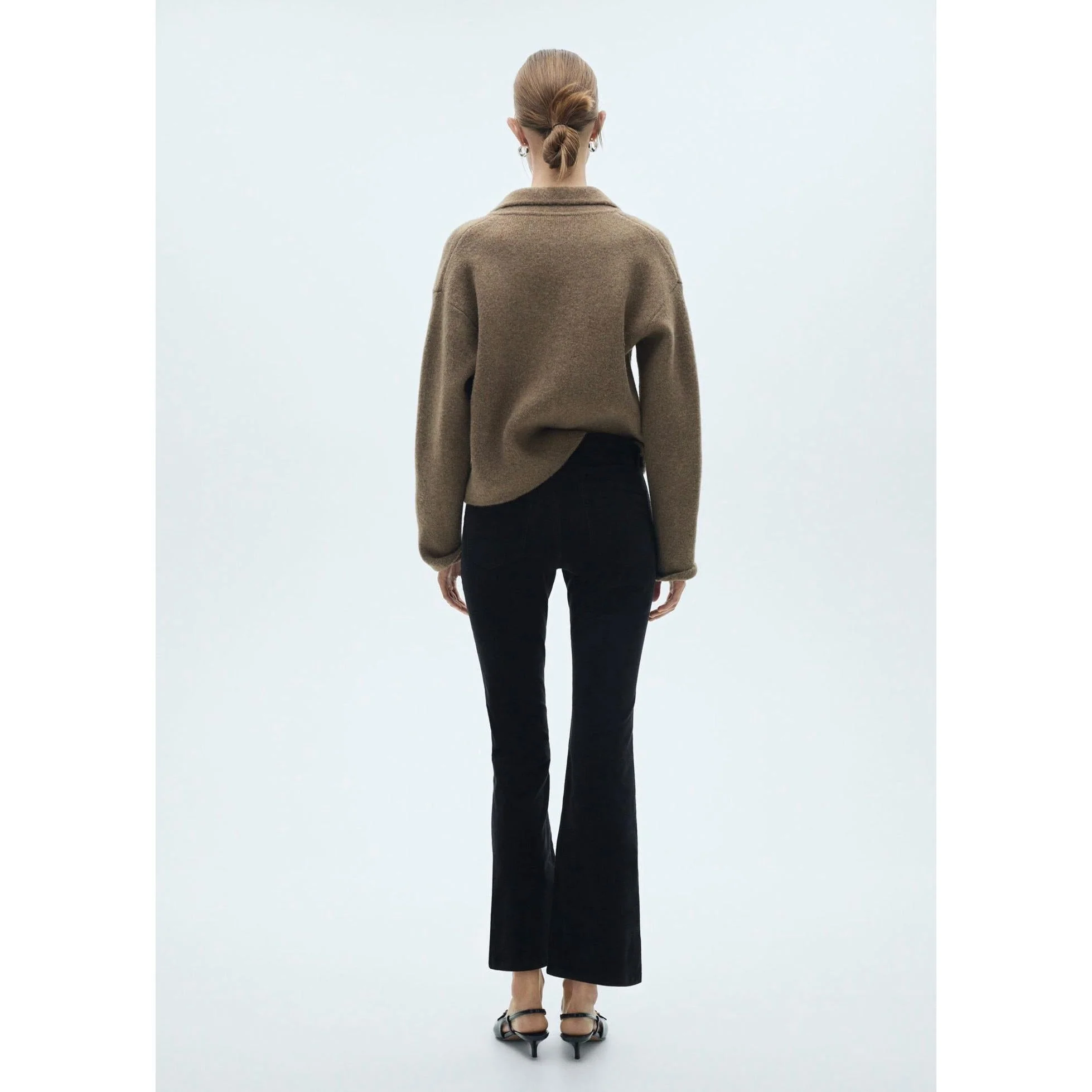 Jean Sienna Flare Crop Velours Côtelé - Black Denim - Image 7