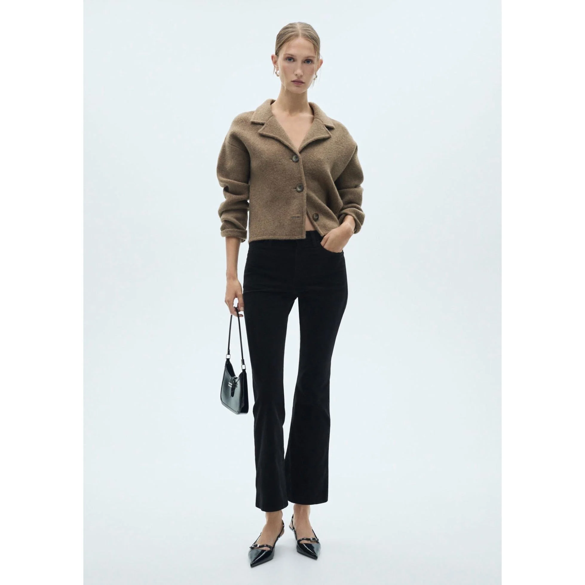 Jean Sienna Flare Crop Velours Côtelé - Black Denim - Image 8