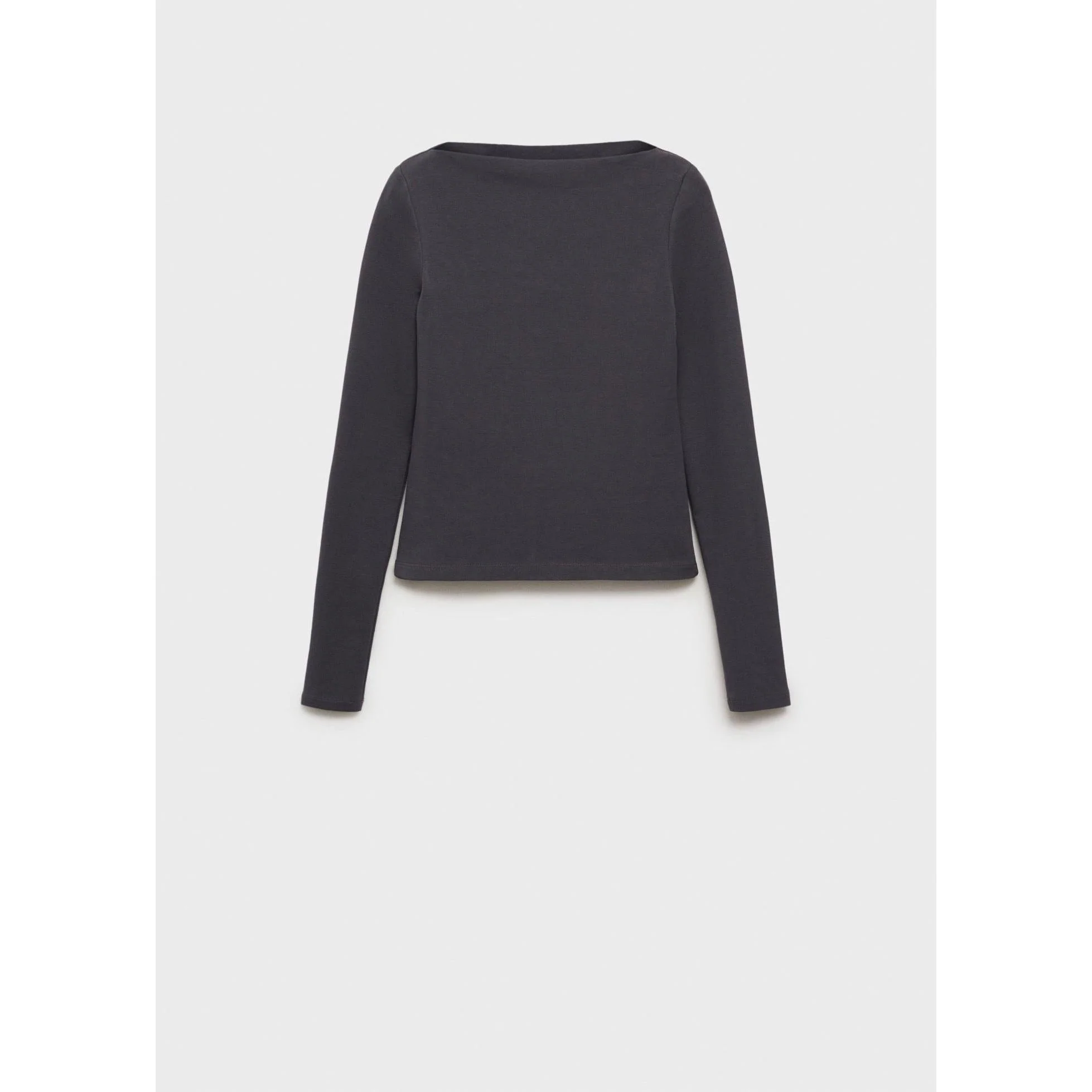 T-Shirt Col Bateau Coton - Charcoal - Image 2