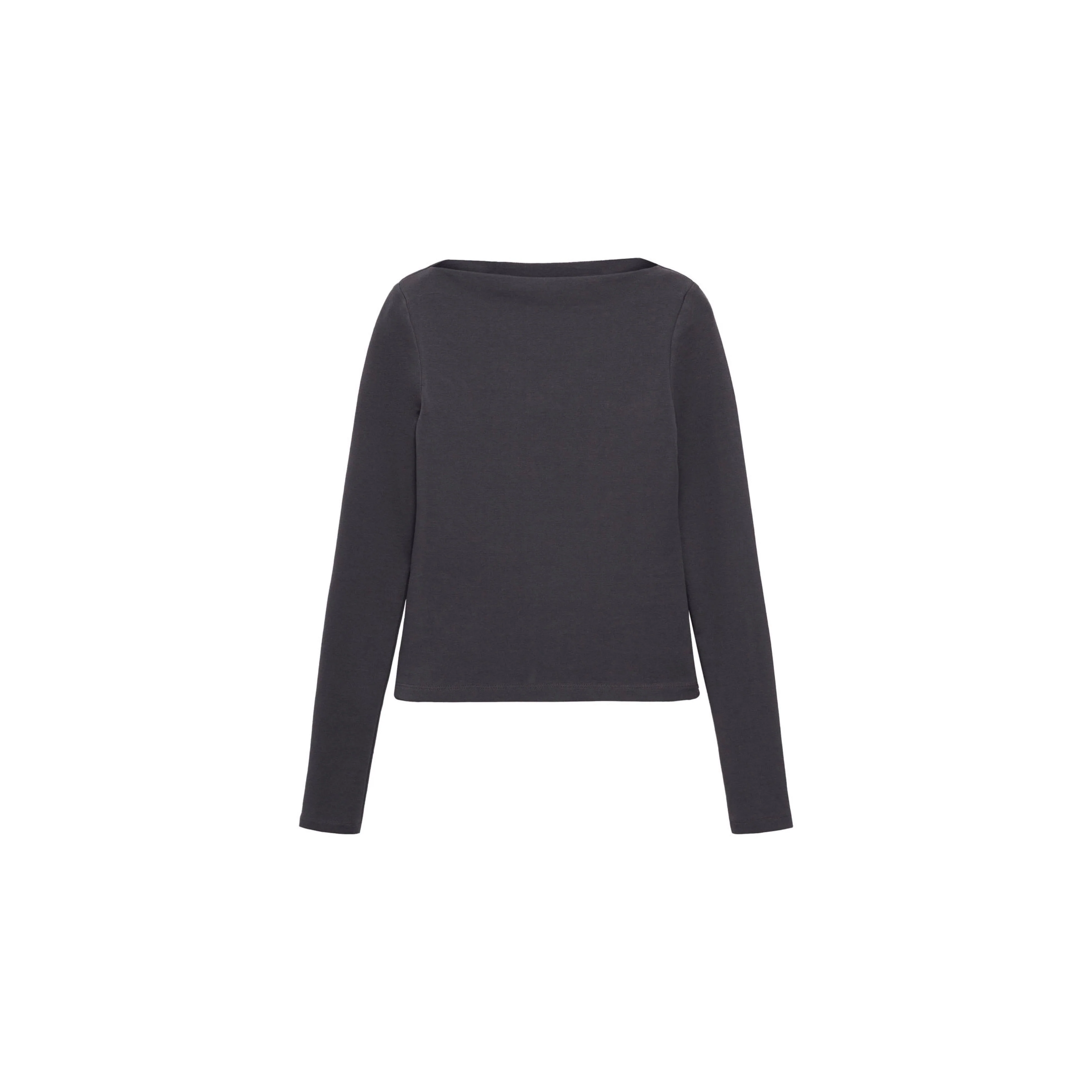 T-Shirt Col Bateau Coton - Charcoal - Image 3
