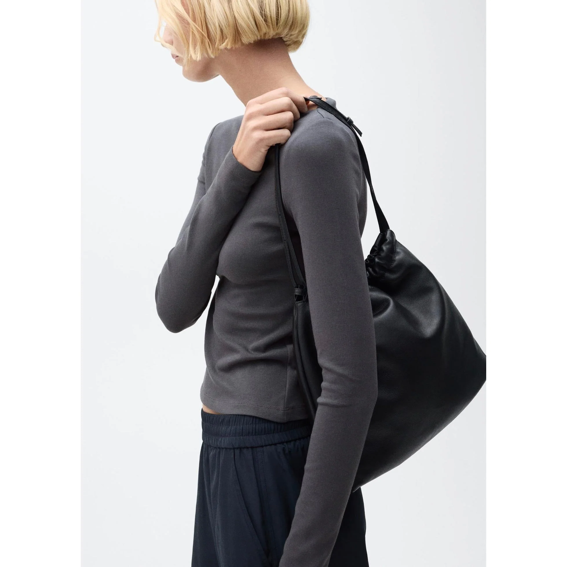 T-Shirt Col Bateau Coton - Charcoal - Image 5