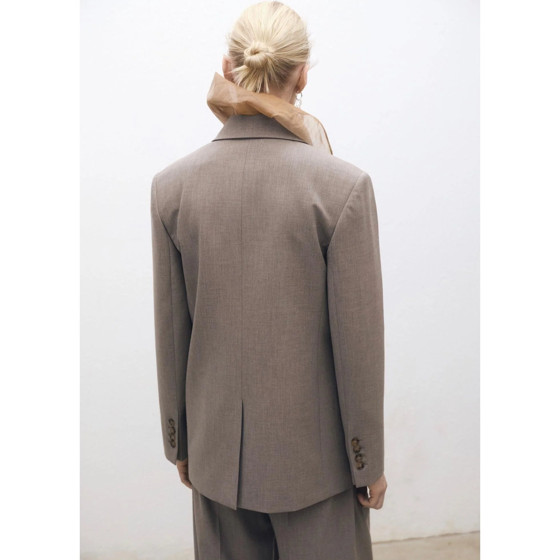 Blazer Costume Laine Mélangée - Medium Brown - Image 6