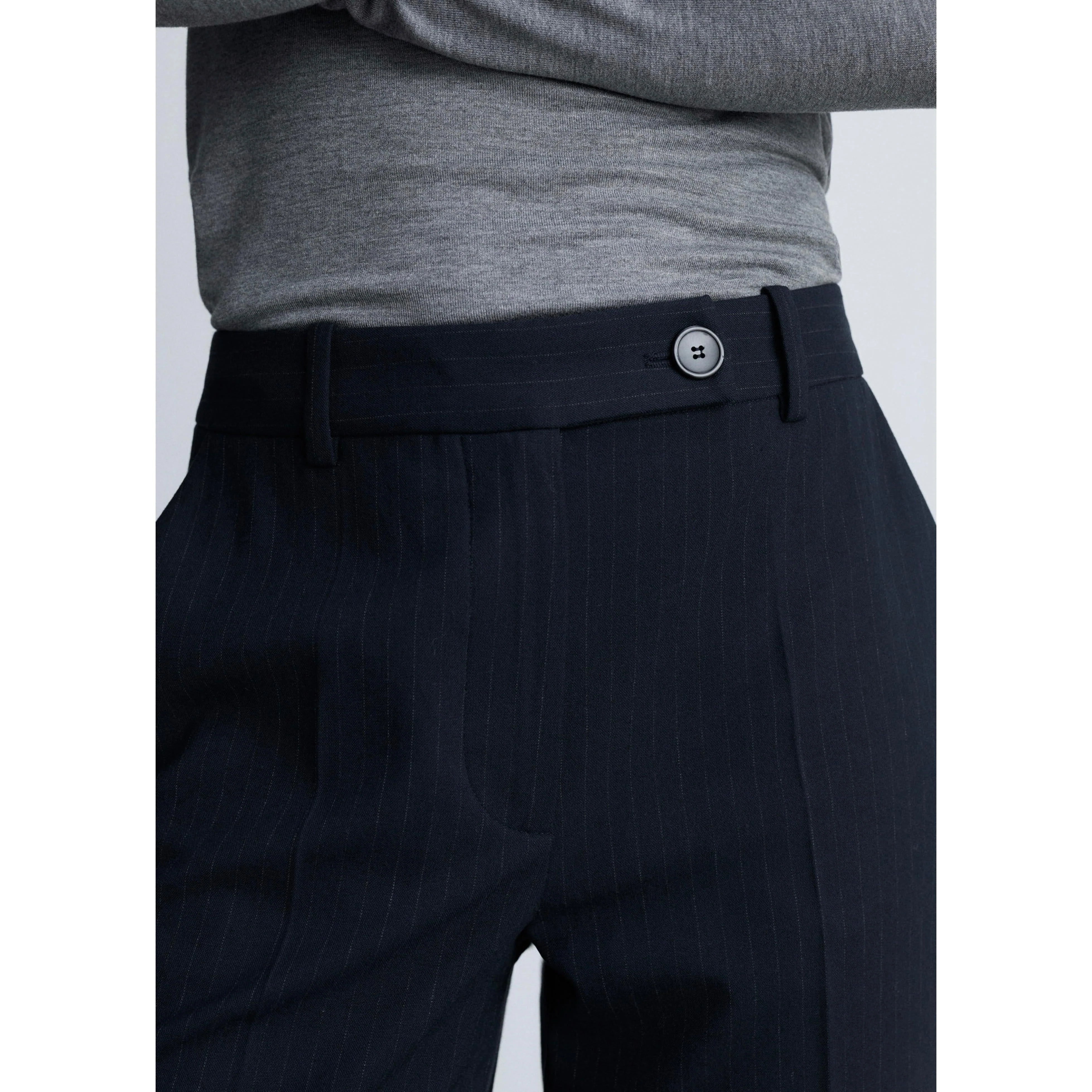 Pantalon De Costume Fines Rayures - Dark Navy - Image 5